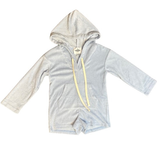 Terry Cloth Light Blue Romper - back view