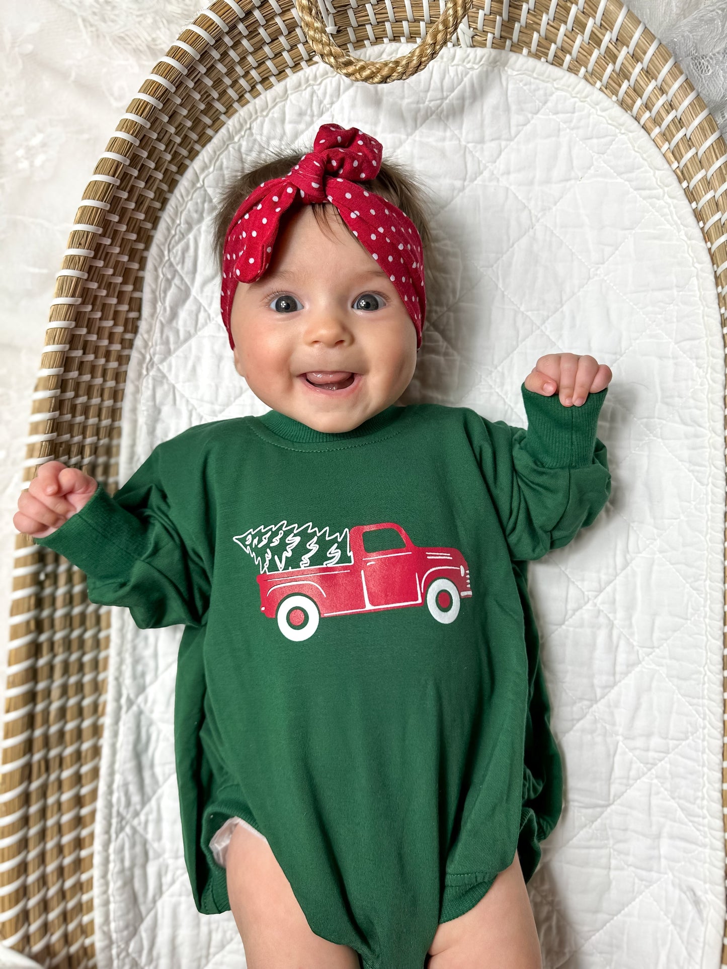 Christmas Tree Truck Bamboo Sweatshirt Romper