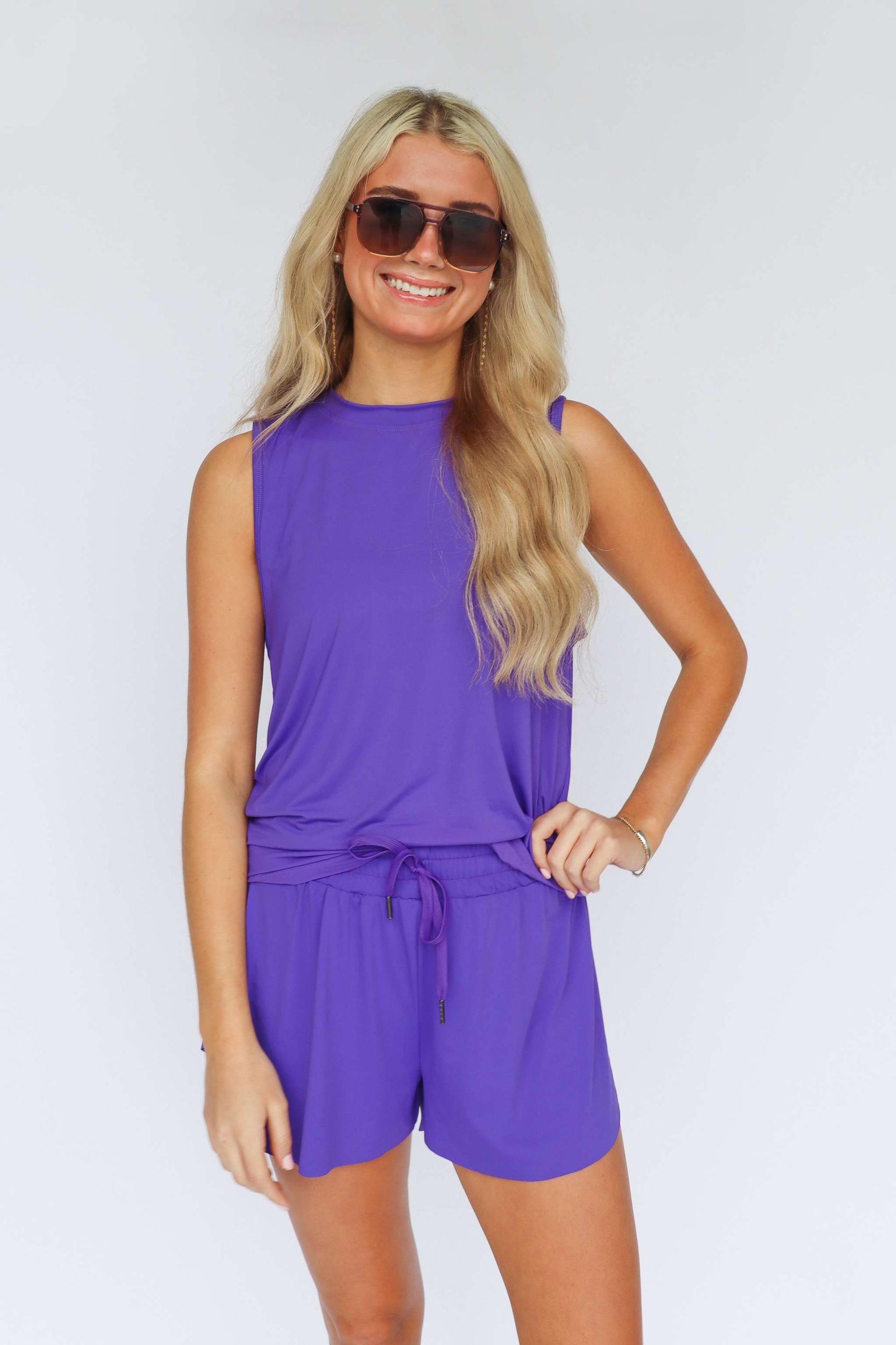 Purple High Low Tank, detail view