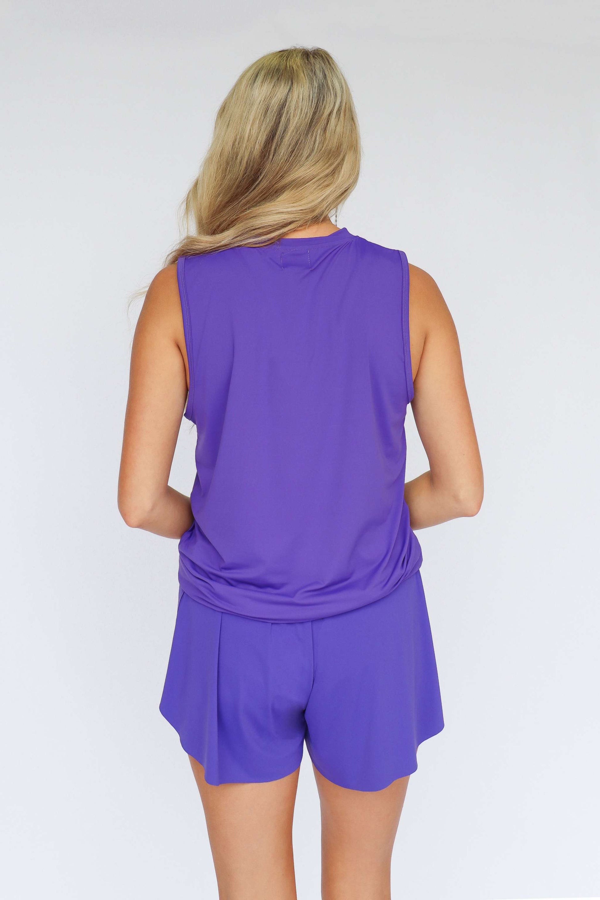 Purple High Low Tank, back view