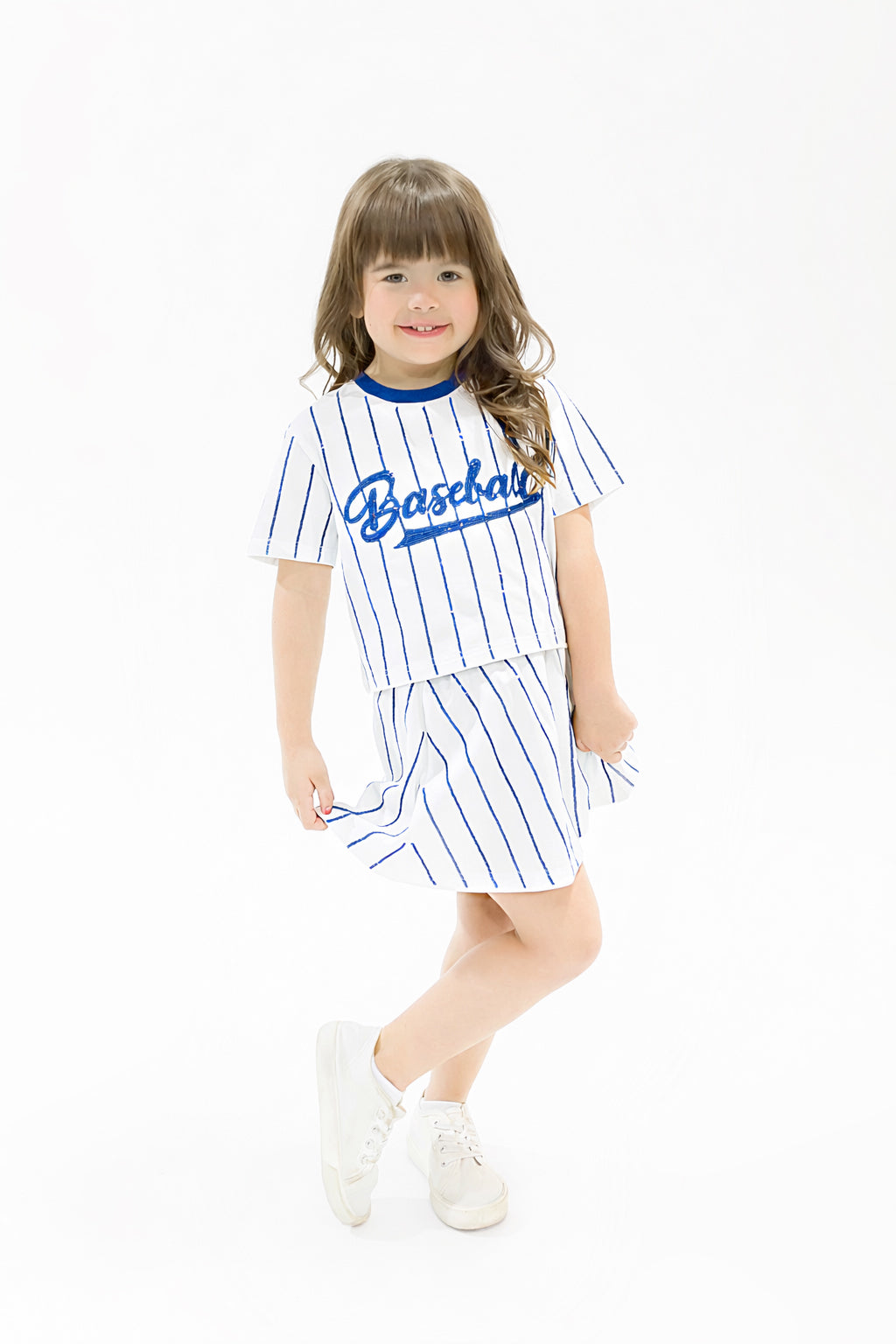 Baseball Royal Blue Striped Top