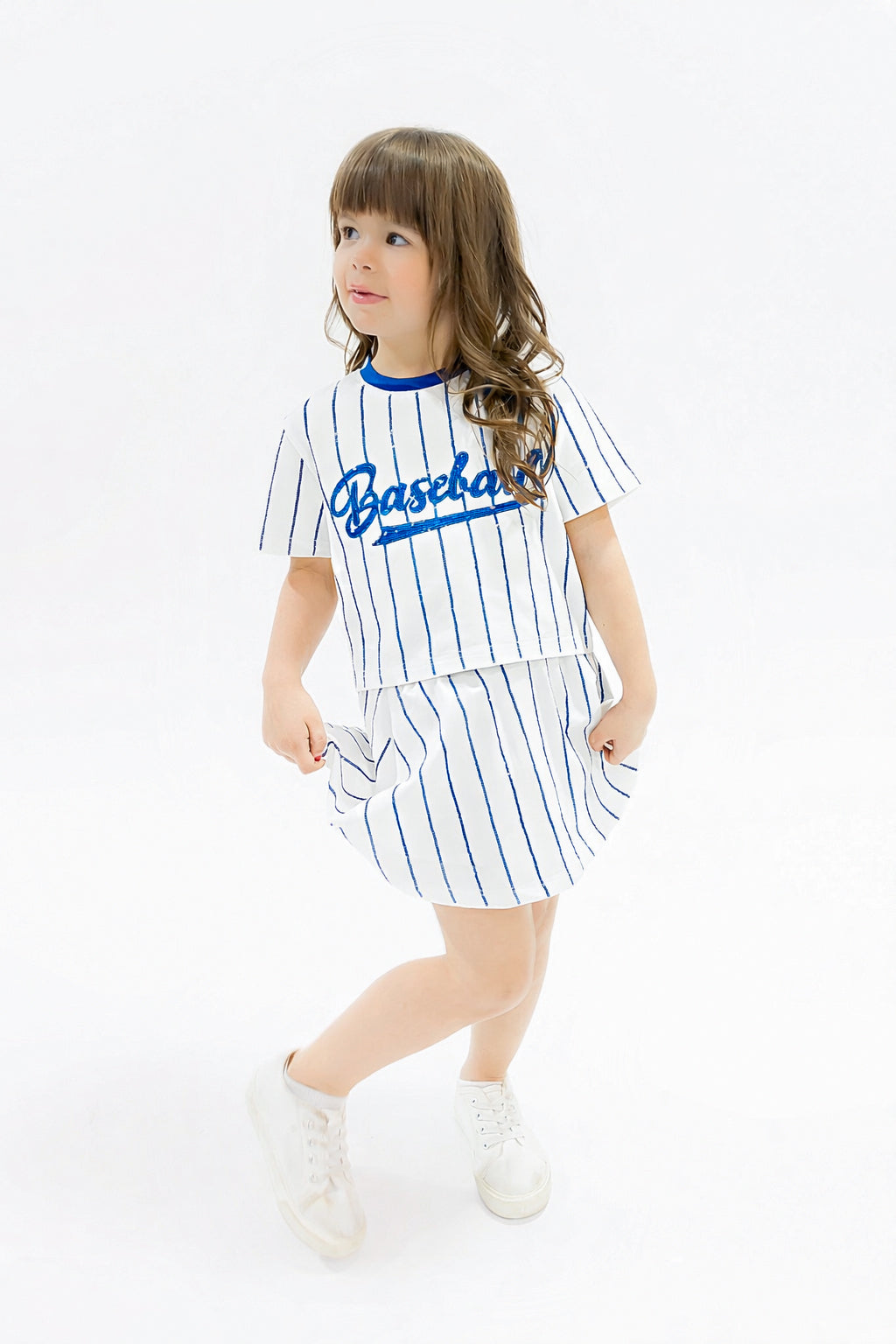Baseball Royal Blue Striped Top