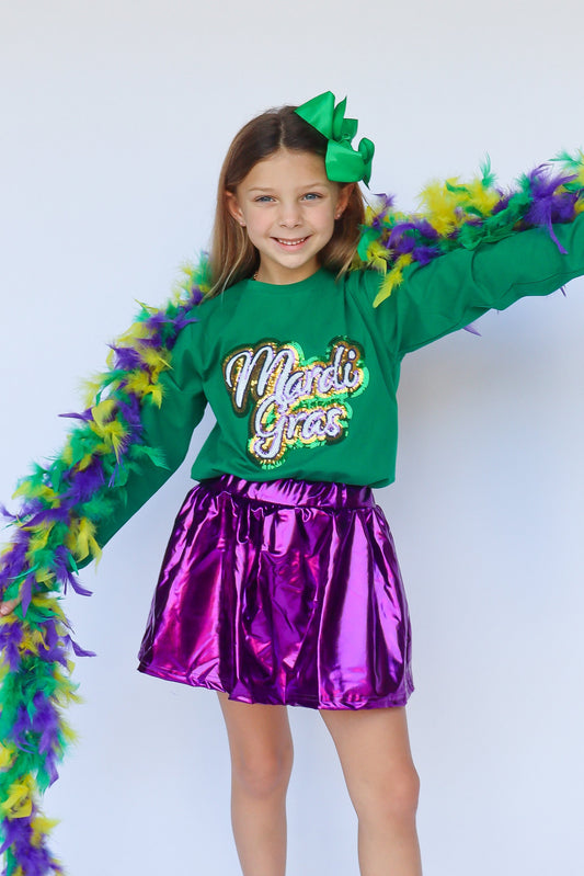 Green Mardi Gras Sequins Long Sleeve