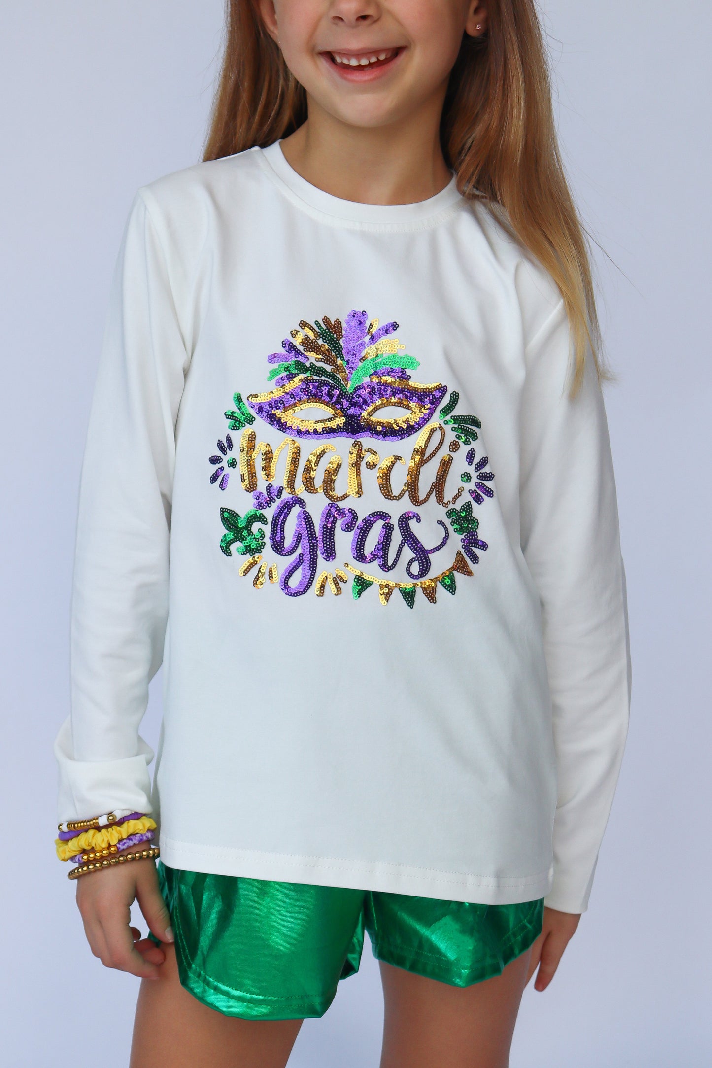 Mardi Gras Sequin Mask Long Sleeve