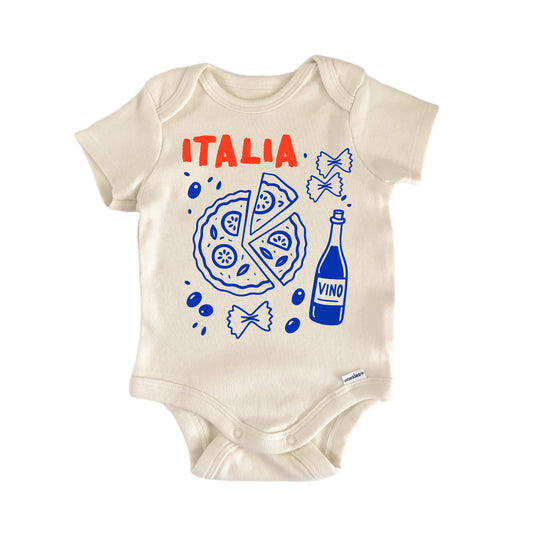 Italian Italy Pizza Wine Newborn Baby Onesie®