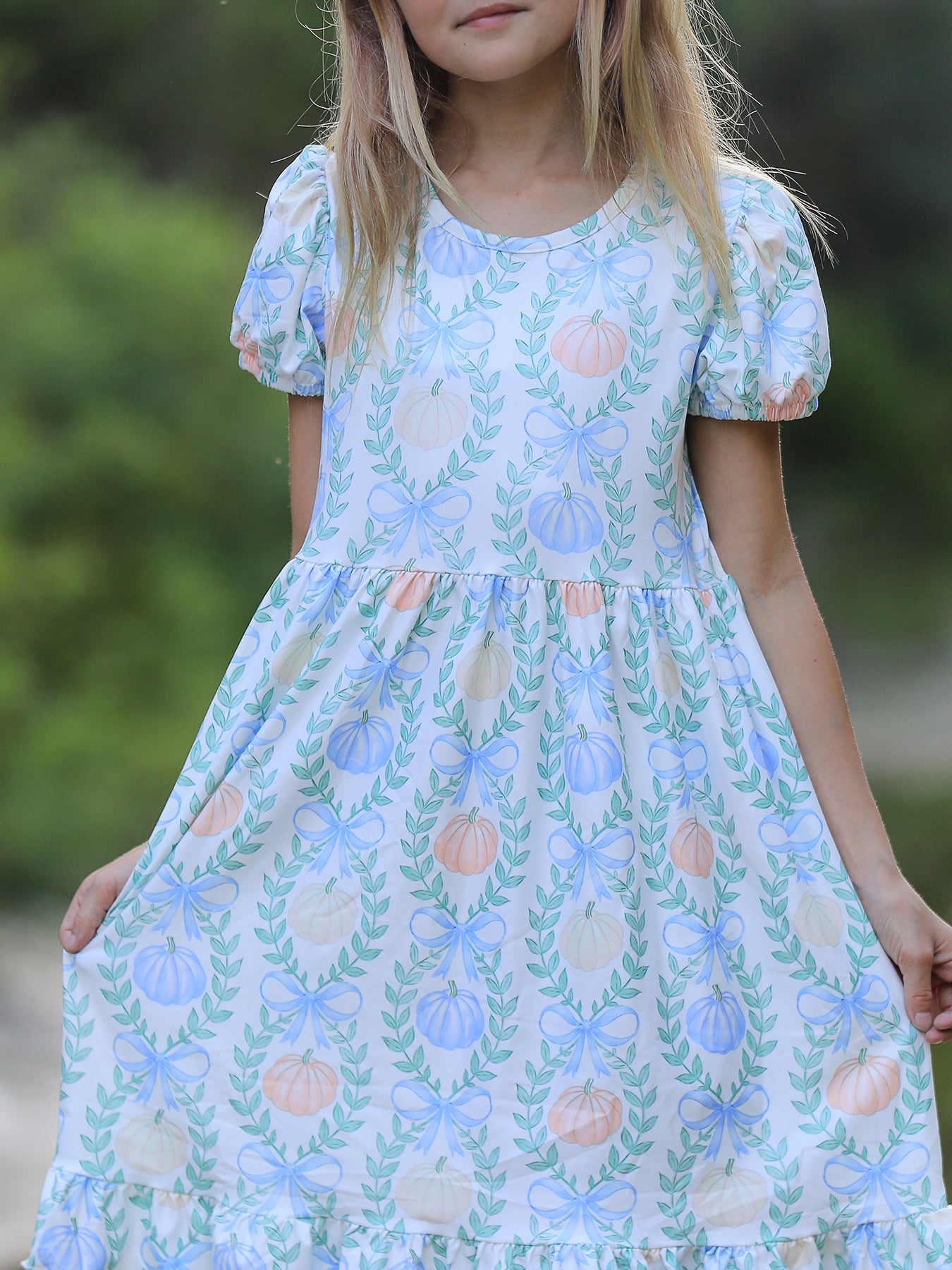 Playful Fall Thanksgiving Pumpkin Girls Dress