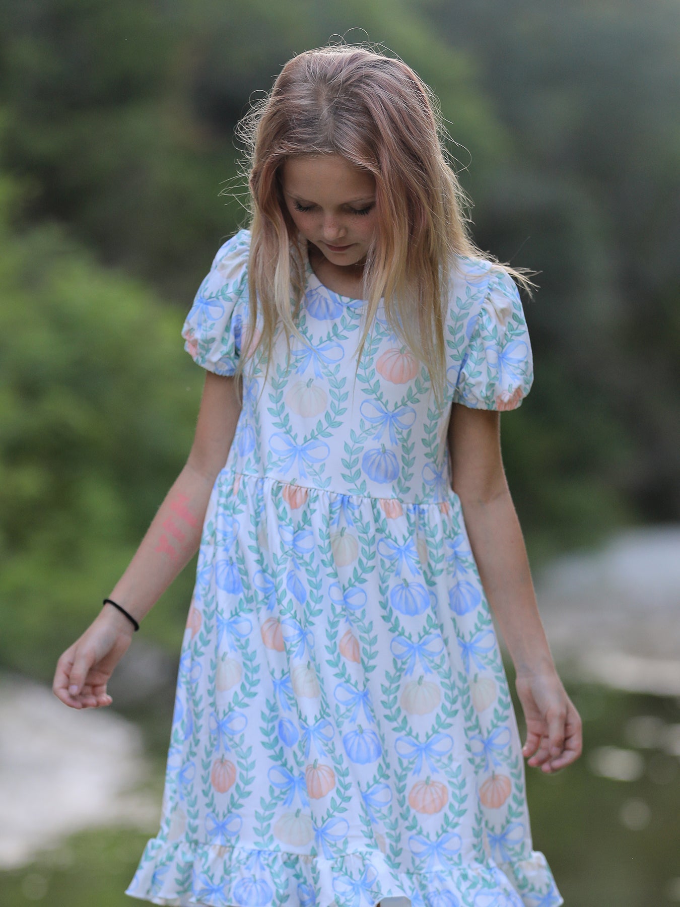 Playful Fall Thanksgiving Pumpkin Girls Dress