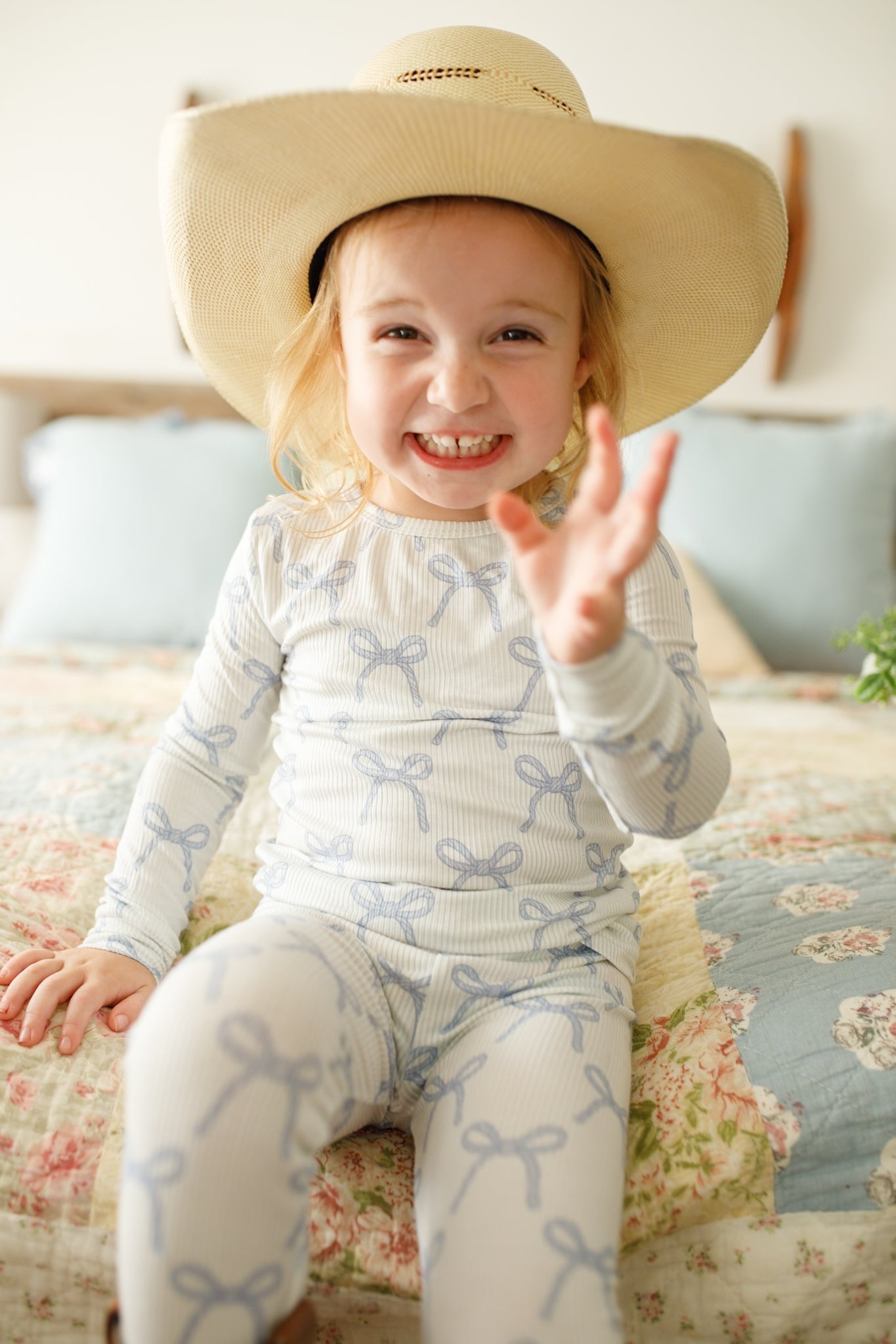 Blue Belle 2pc Ribbed Bamboo Pajamas