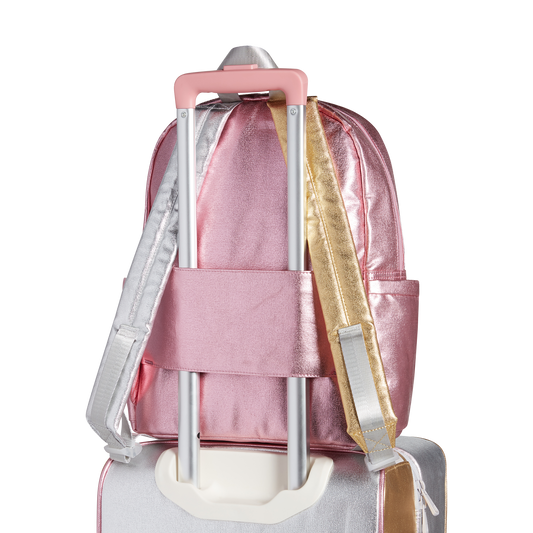 STATE Bags Kane Backpack in Pink/Silver, kids backpack made from recycled materials, detail view