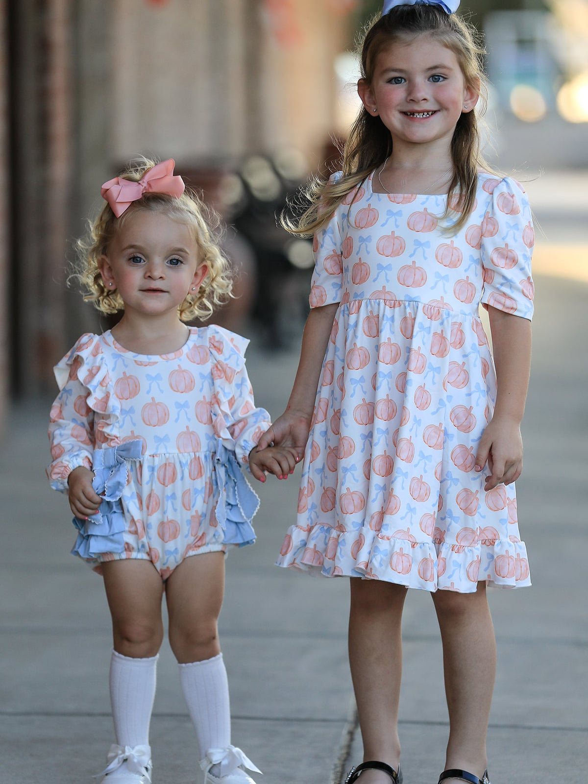 Halloween Thanksgiving Baby Girls Pumpkin Bow Ruffle Bubble Romper