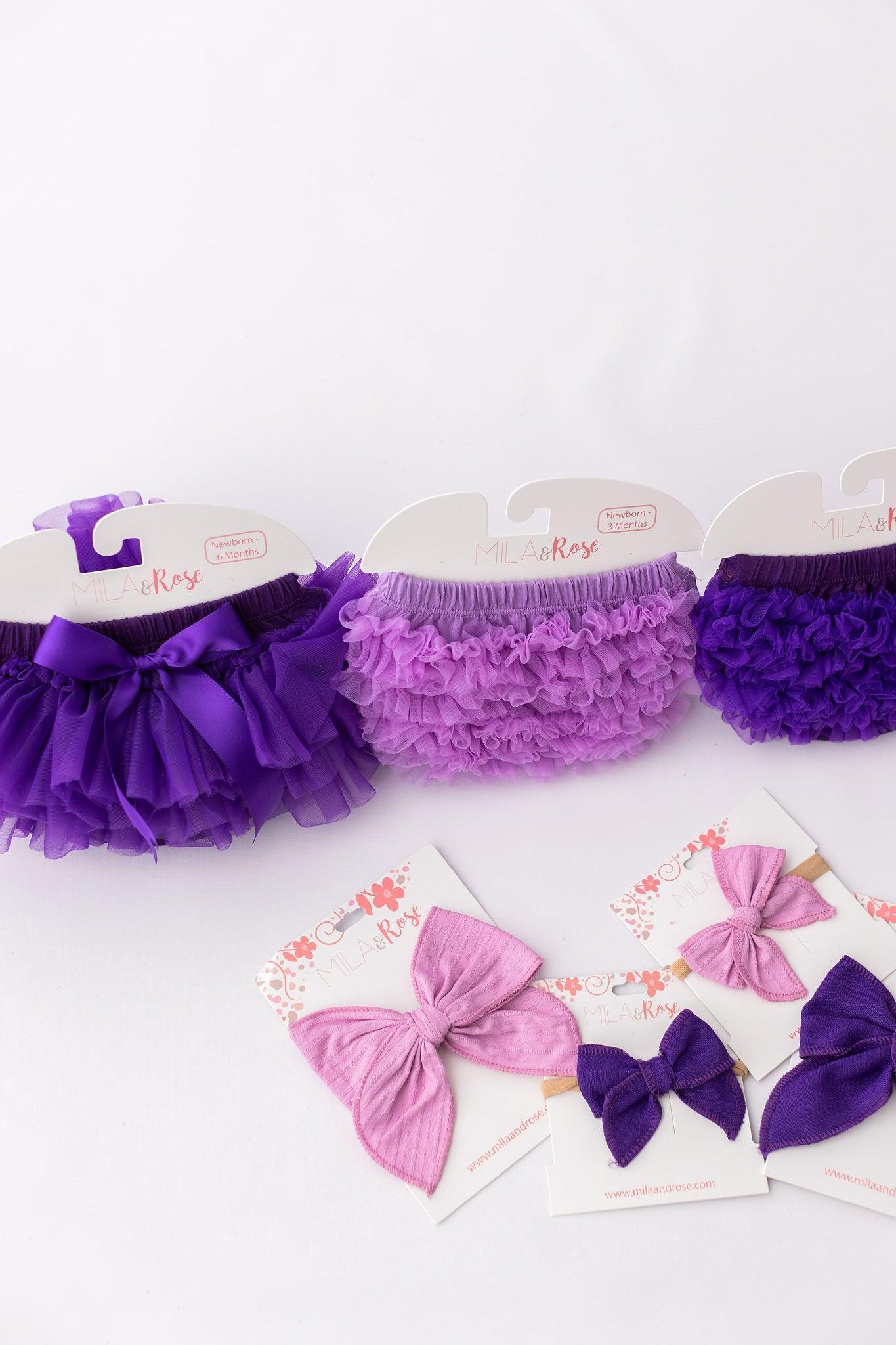 Lavender ruffle bum bloomer ruffle detail view