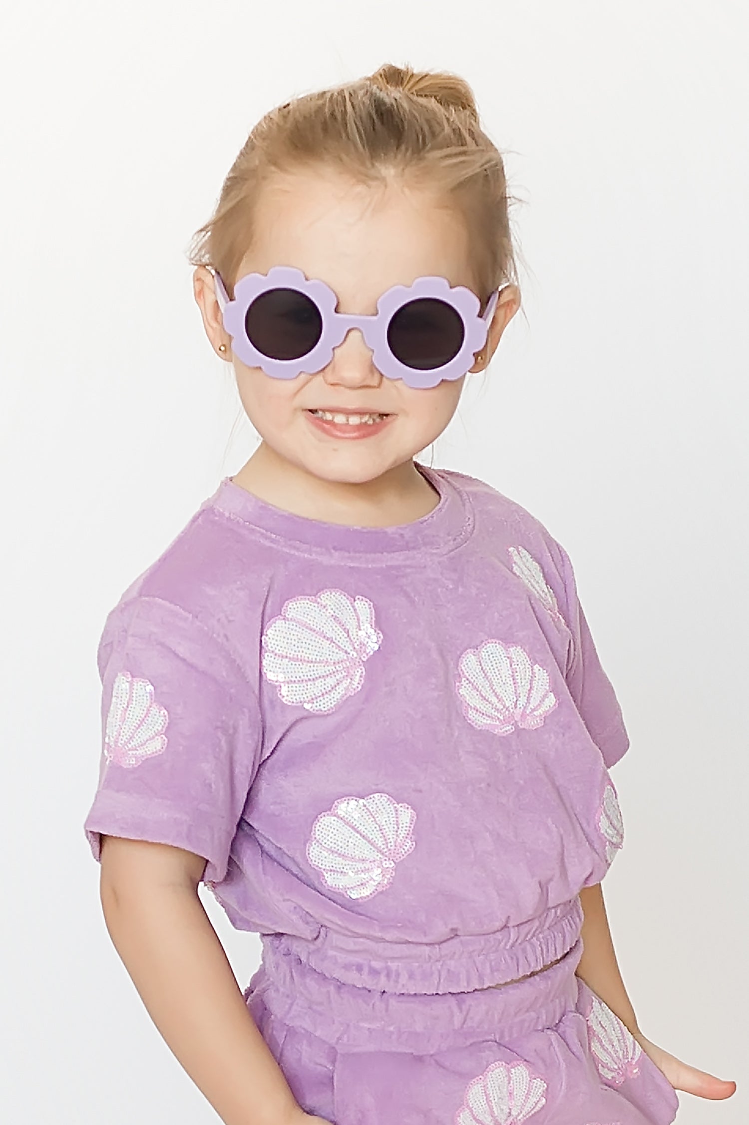 Lavender Terry Cloth Seashell Top - front view