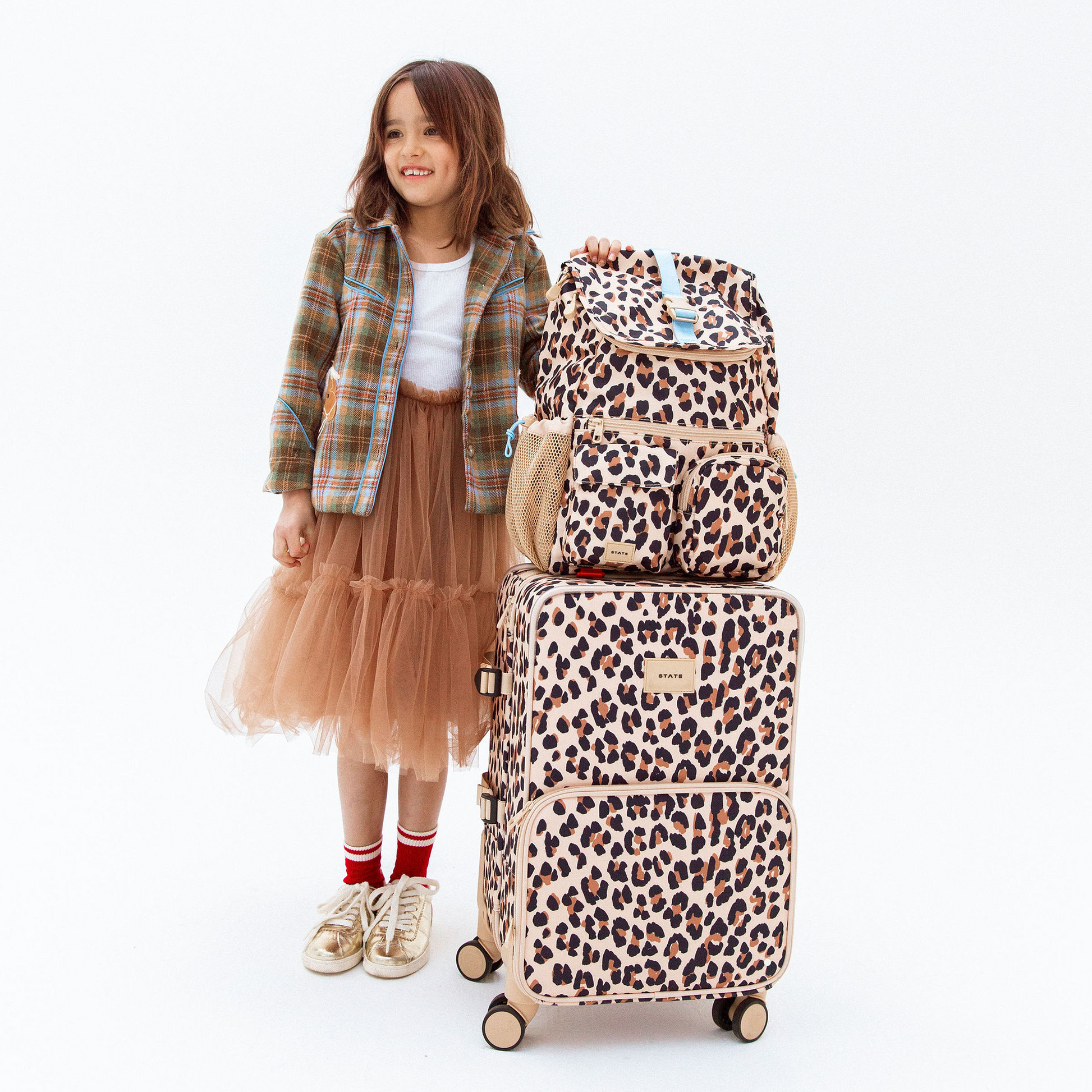 Logan Carry-On Suitcase in Leopard, back view