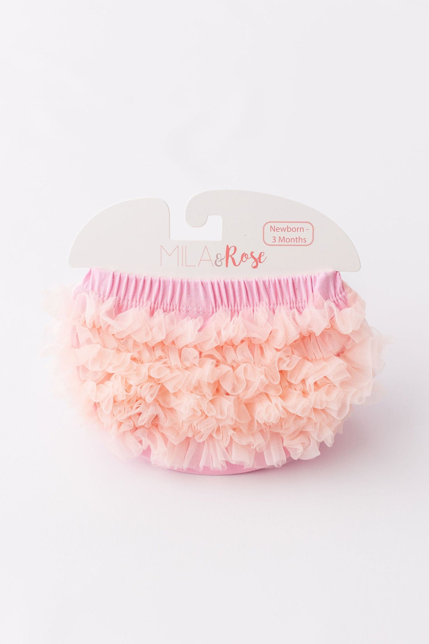 Light pink ruffle bum bloomer front view