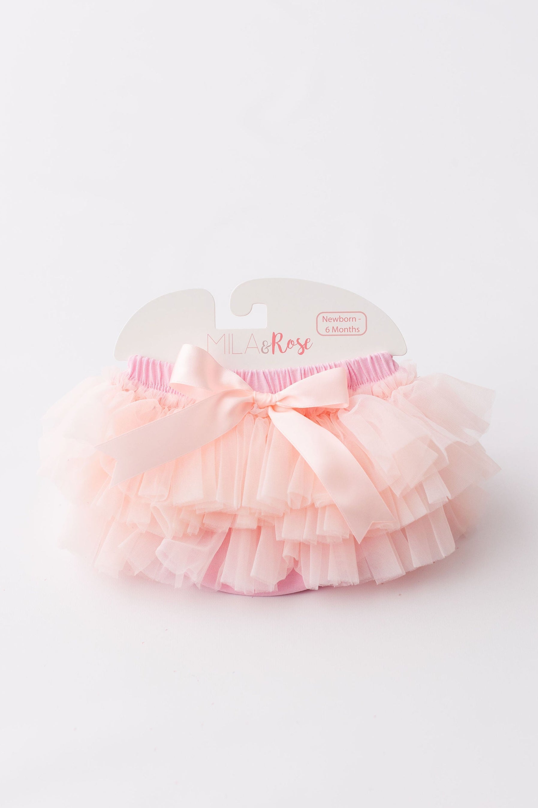 Light pink ruffle tutu bloomer front view