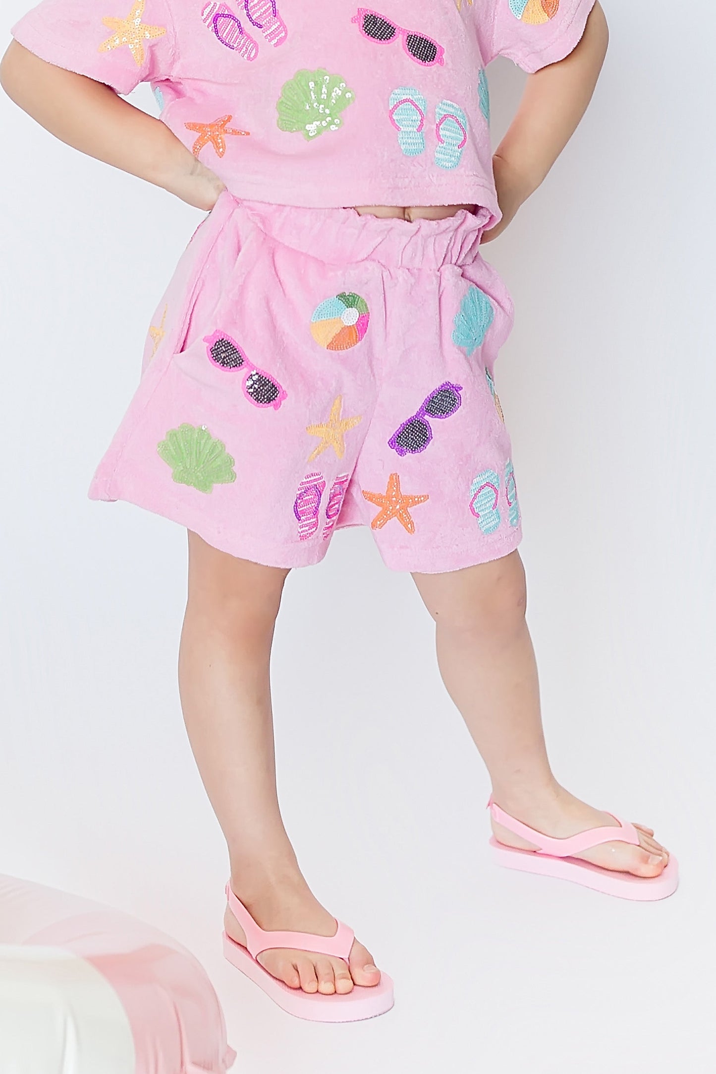 Light Pink Beach Terry Cloth Bottom - front view