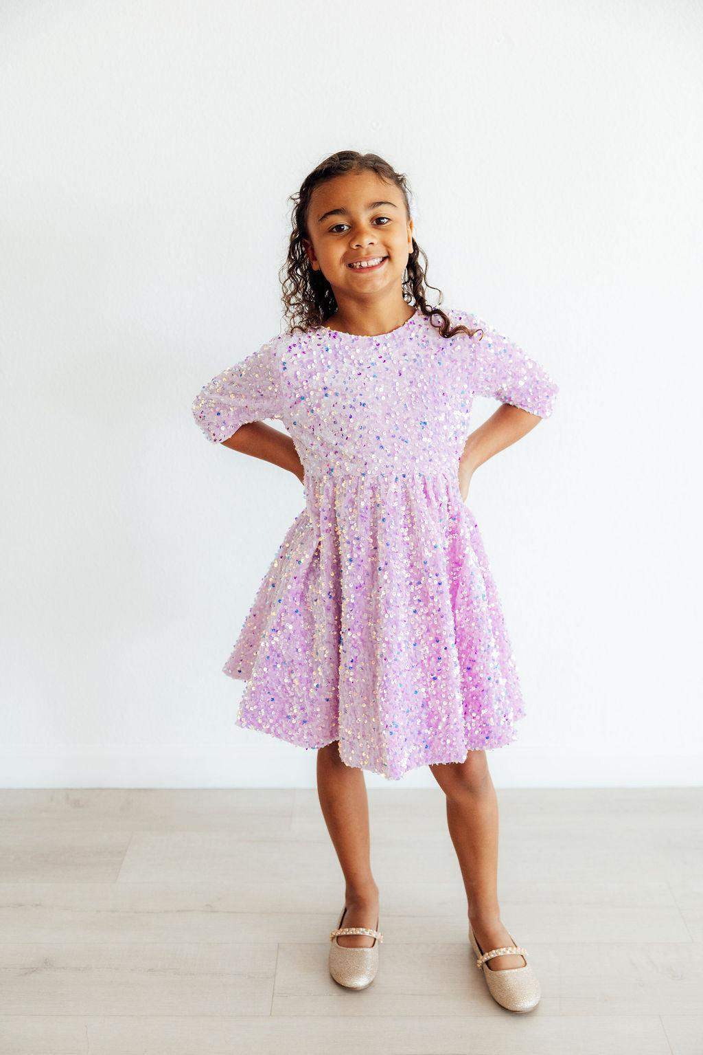 Lilac Velvet Sequin Dress