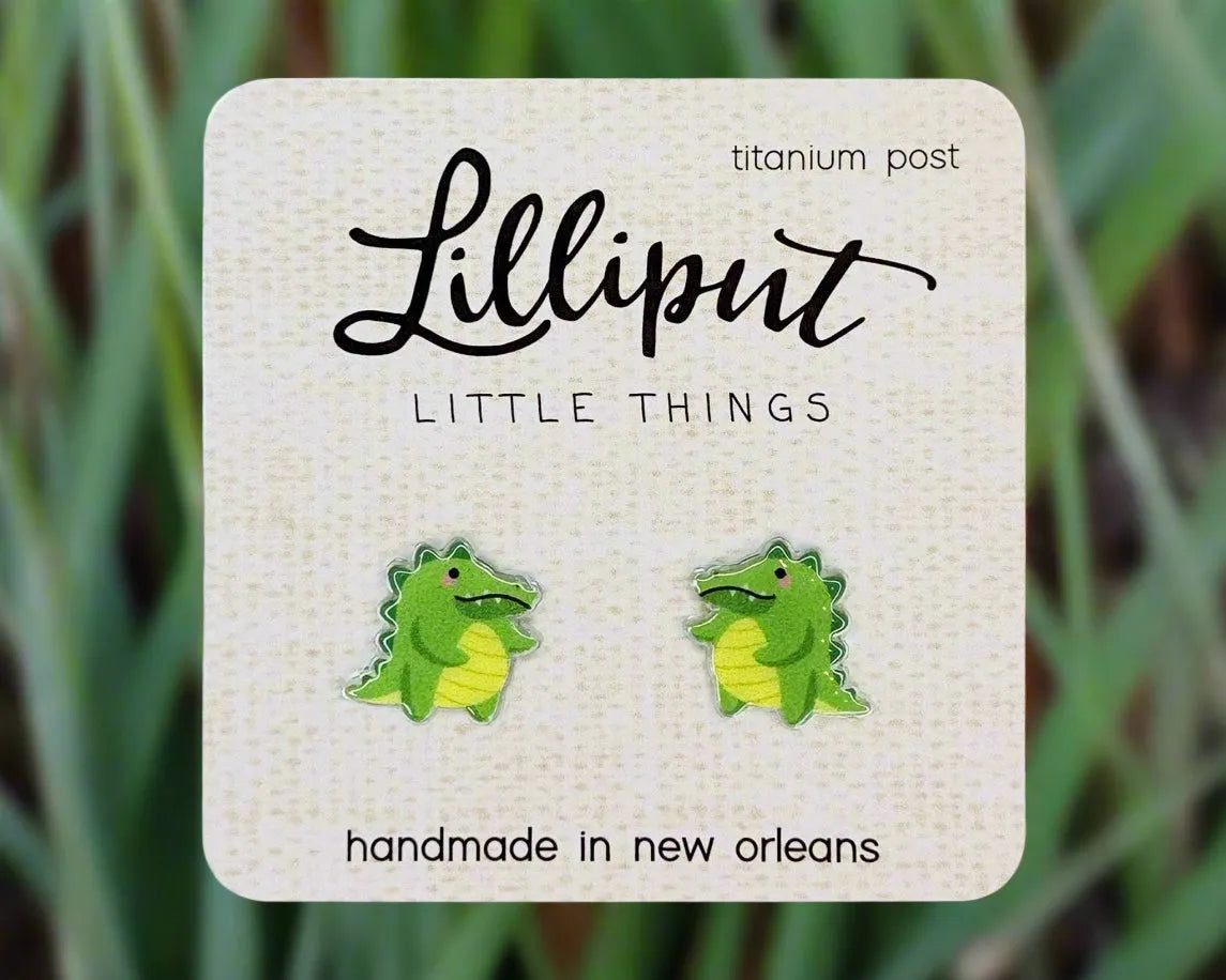 Lilliput Little Things - Alligator Chonky Gator Earrings