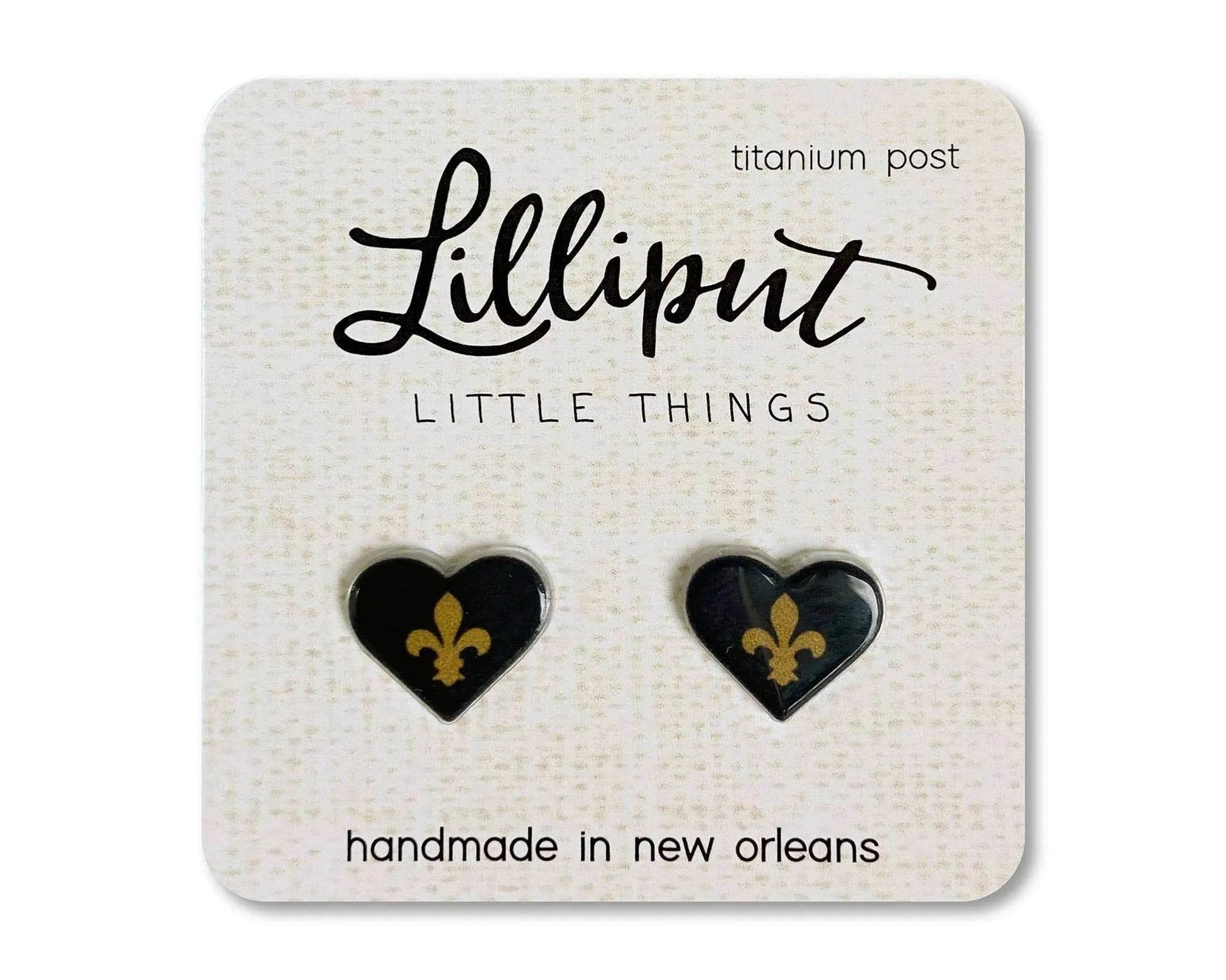 Lilliput Little Things - Fleur de Lis Heart Earrings