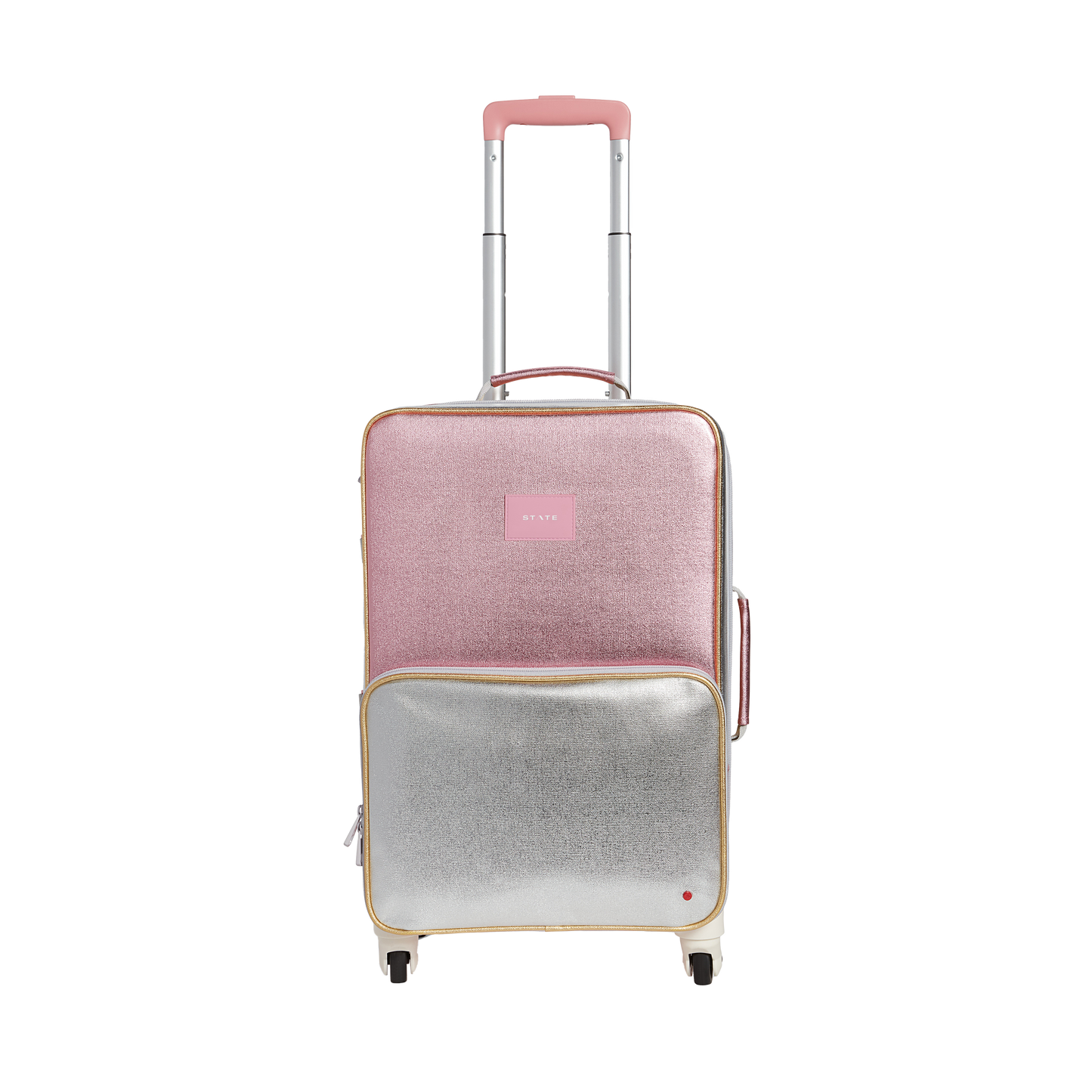 Logan Carry-On Suitcase in Pink/Silver, front view