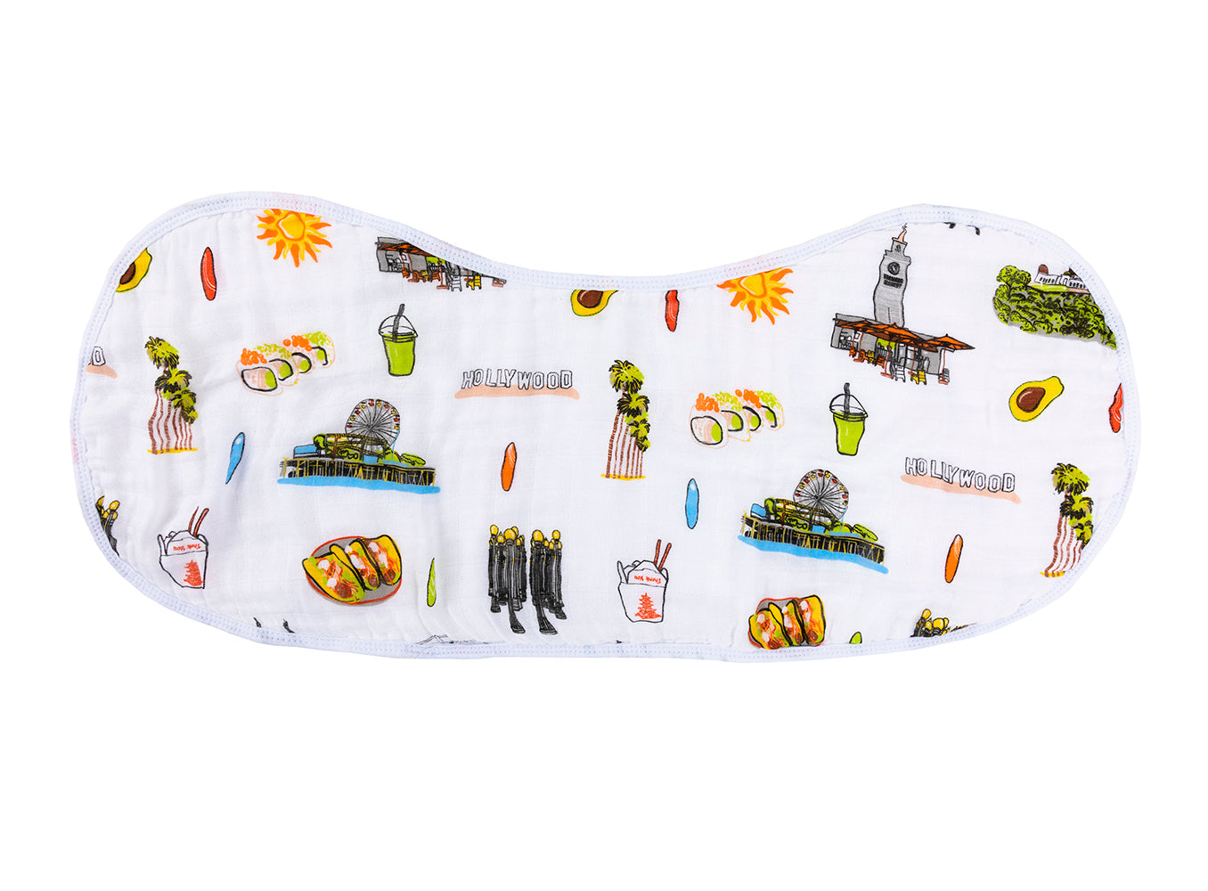 Gift Set: Los Angeles Baby Muslin Swaddle Blanket and Burp Cloth/Bib Combo Soft Breathable Bamboo Cotton