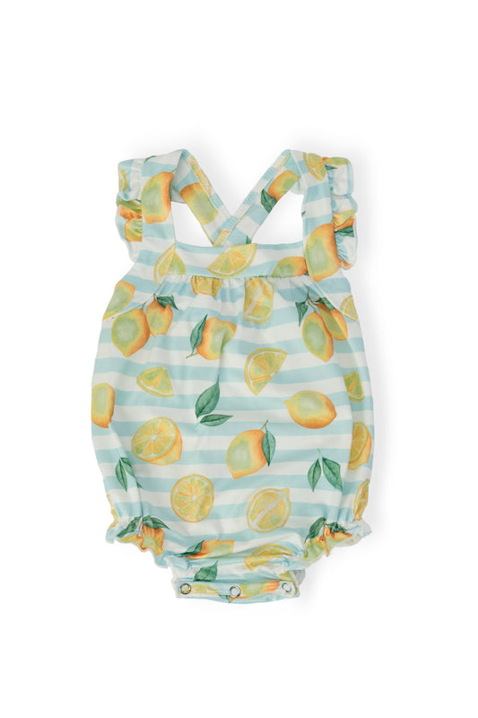 Lovely Lemons Ruffle Cross Back Romper