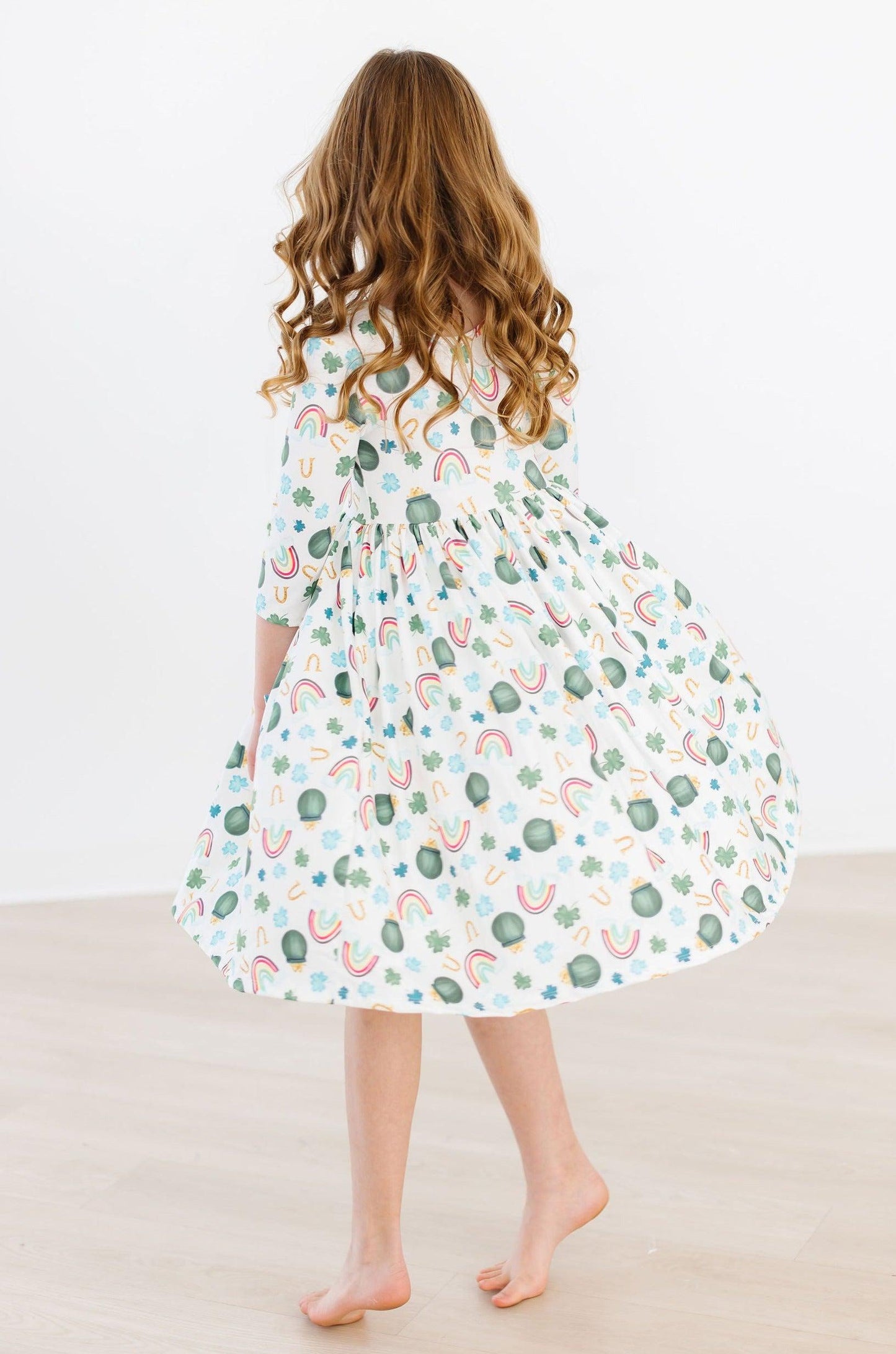 Luck of the Irish 3/4 Sleeve Pocket Twirl Dress
