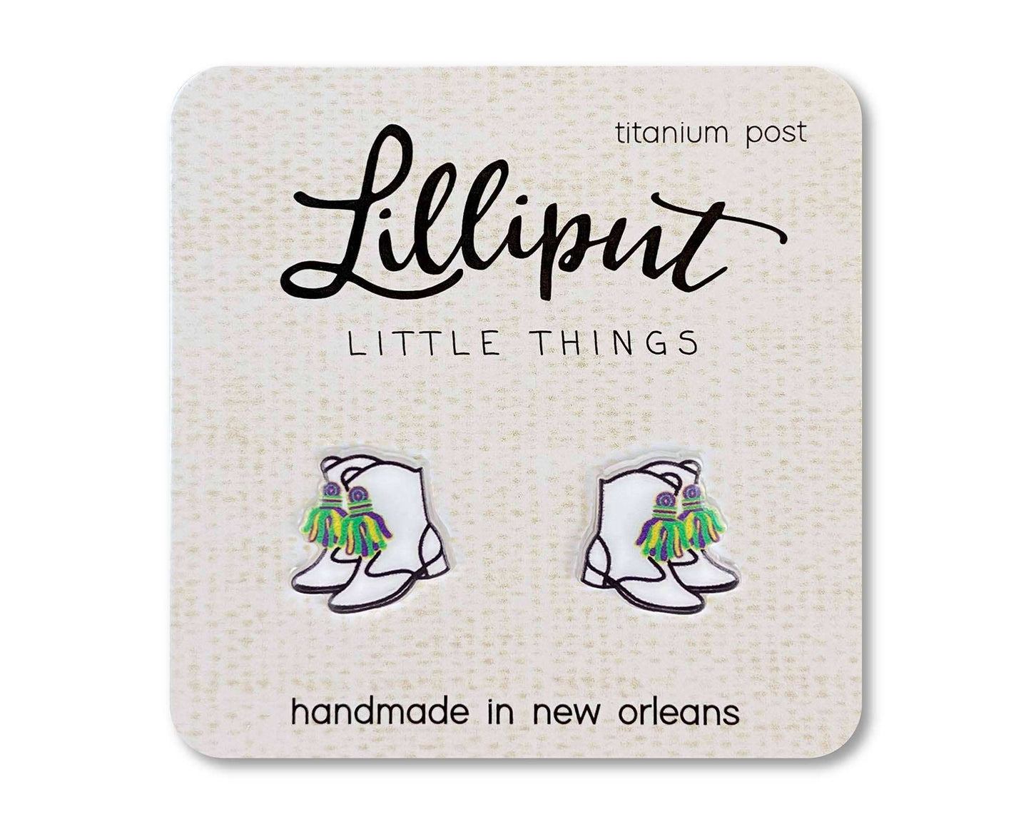 Lilliput Little Things - Majorette Marching Boot  Mardi Gras Earrings