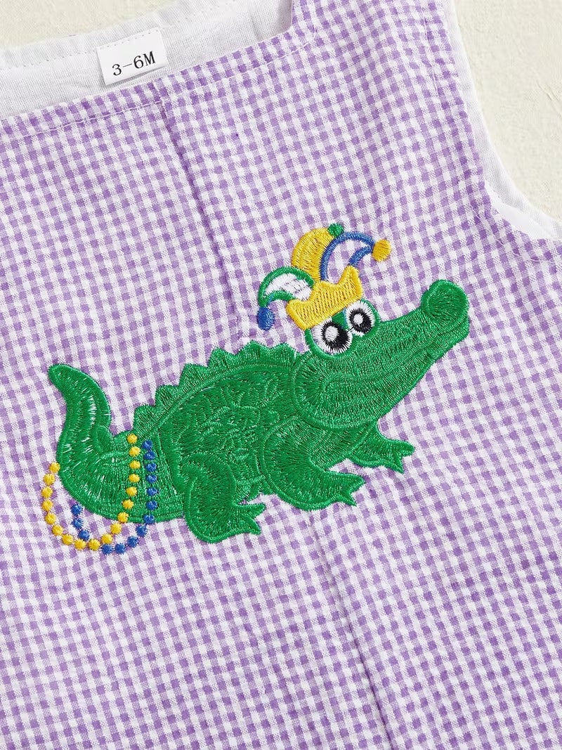 Mardi Gras Gator Romper – Little Reveler Edition