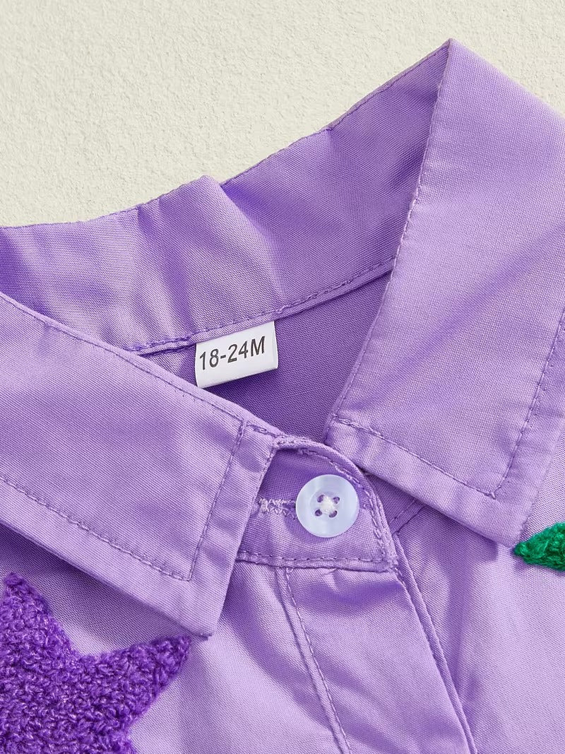 Mardi Gras Star Dress – Purple Magic for Little Dreamers