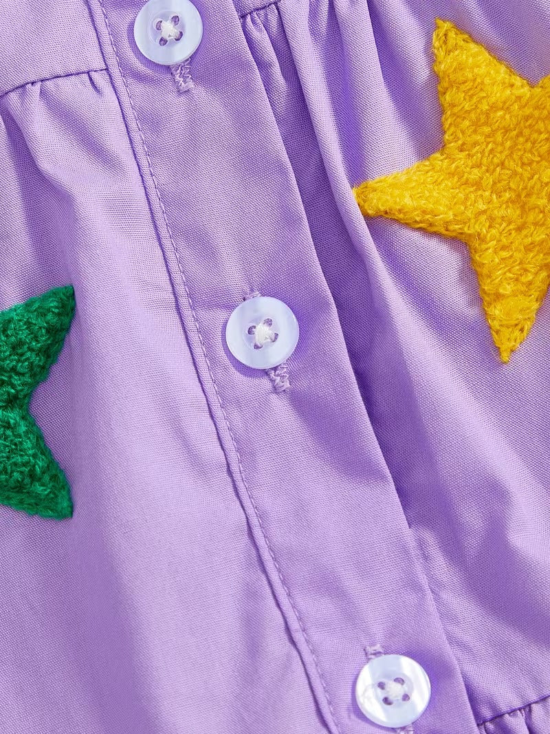 Mardi Gras Star Dress – Purple Magic for Little Dreamers