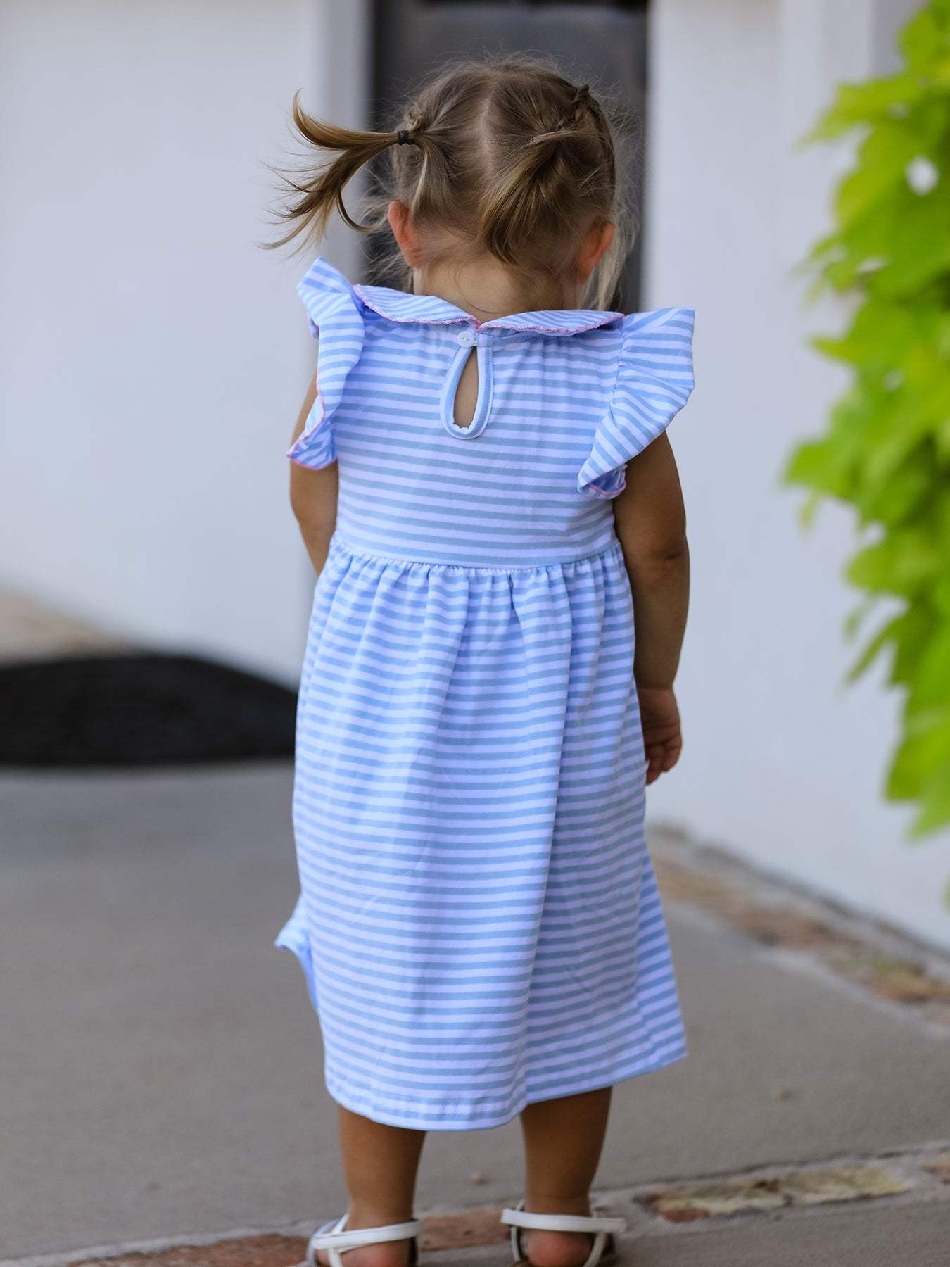 Back to school bow dress for girls, full length