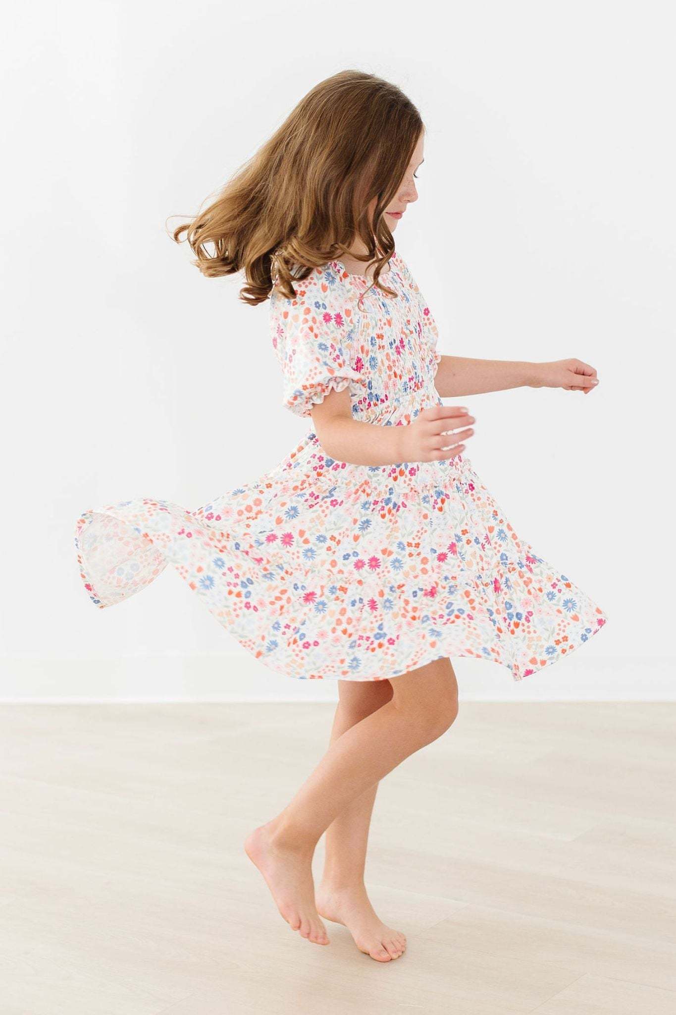 Meadow Magic Smocked Ruffle Dress fabric and material close-up
