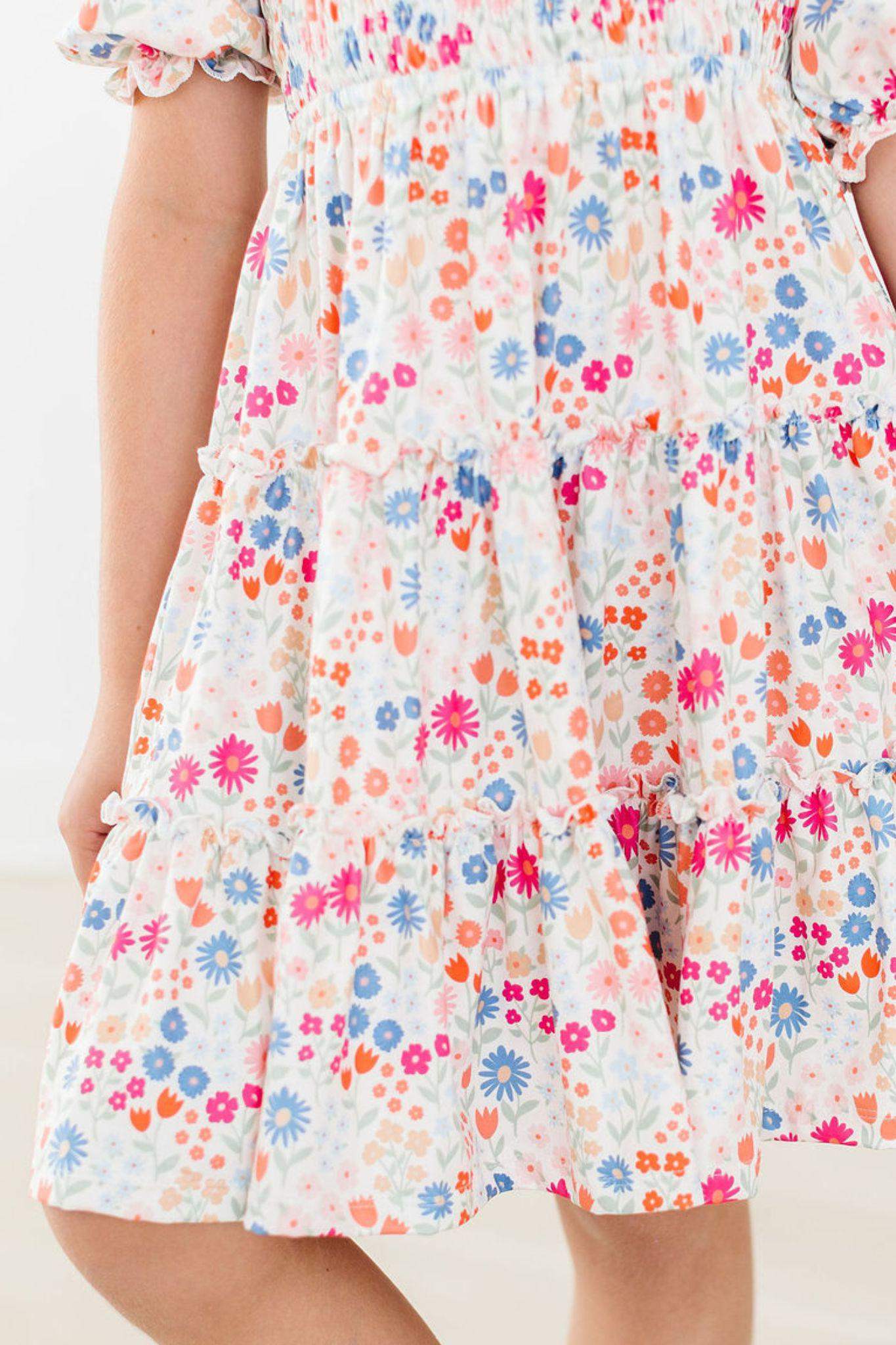 Meadow Magic Smocked Ruffle Dress styling detail