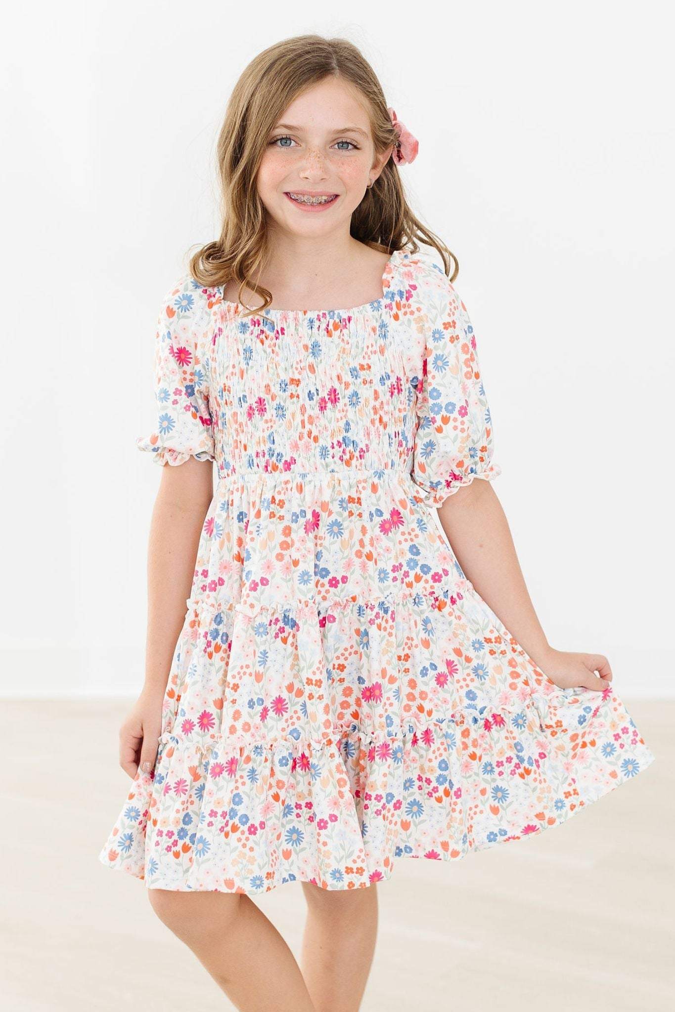 Meadow Magic Smocked Ruffle Dress back view