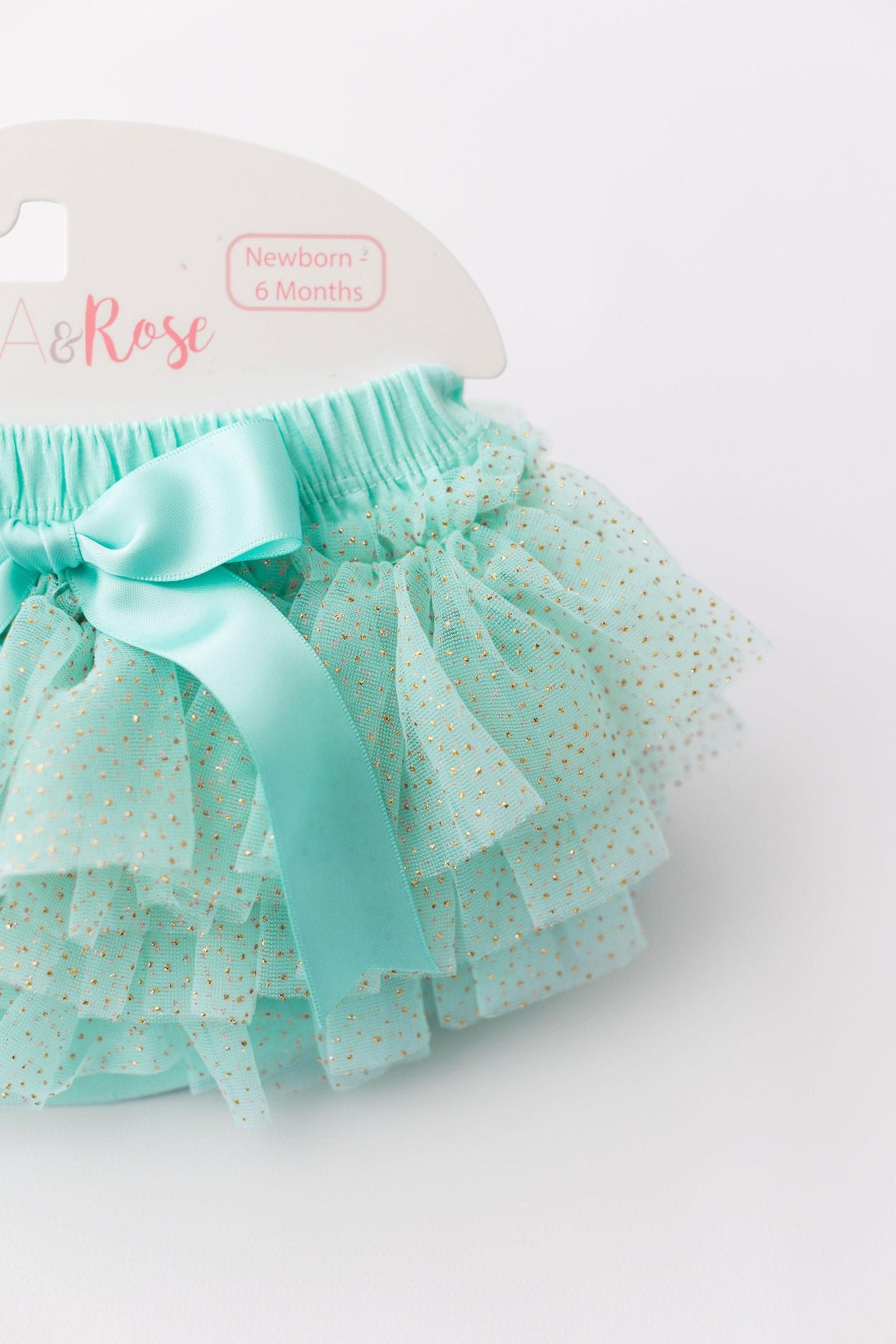 Mint & Gold Glitter Ruffle Tutu Bloomer - detail view