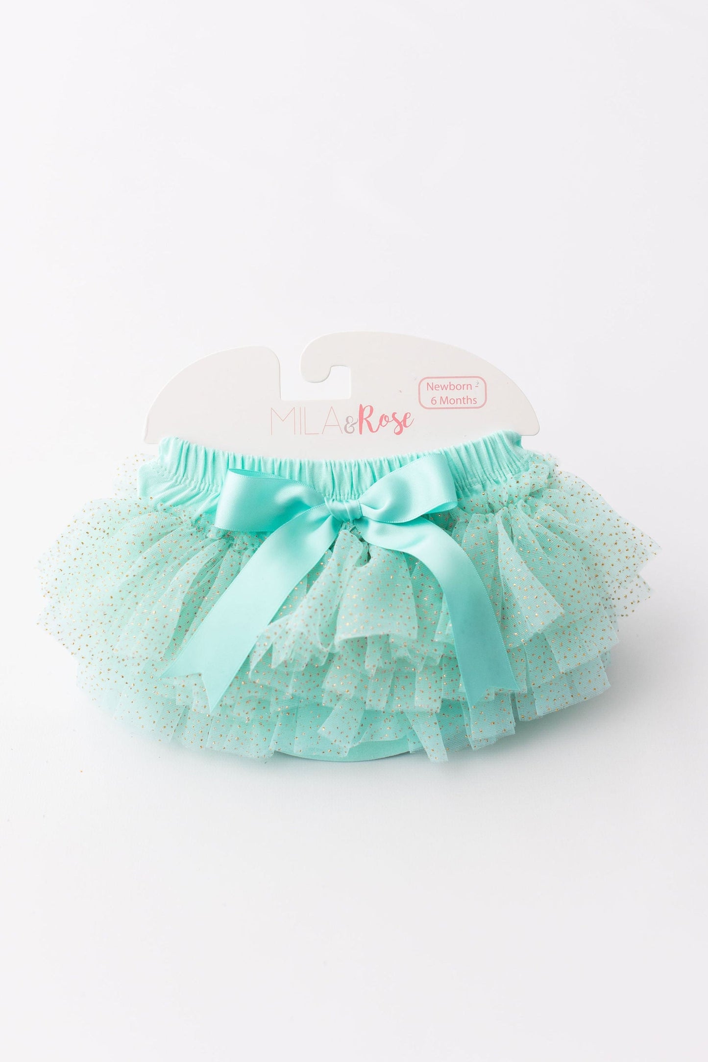 Mint & Gold Glitter Ruffle Tutu Bloomer - front view