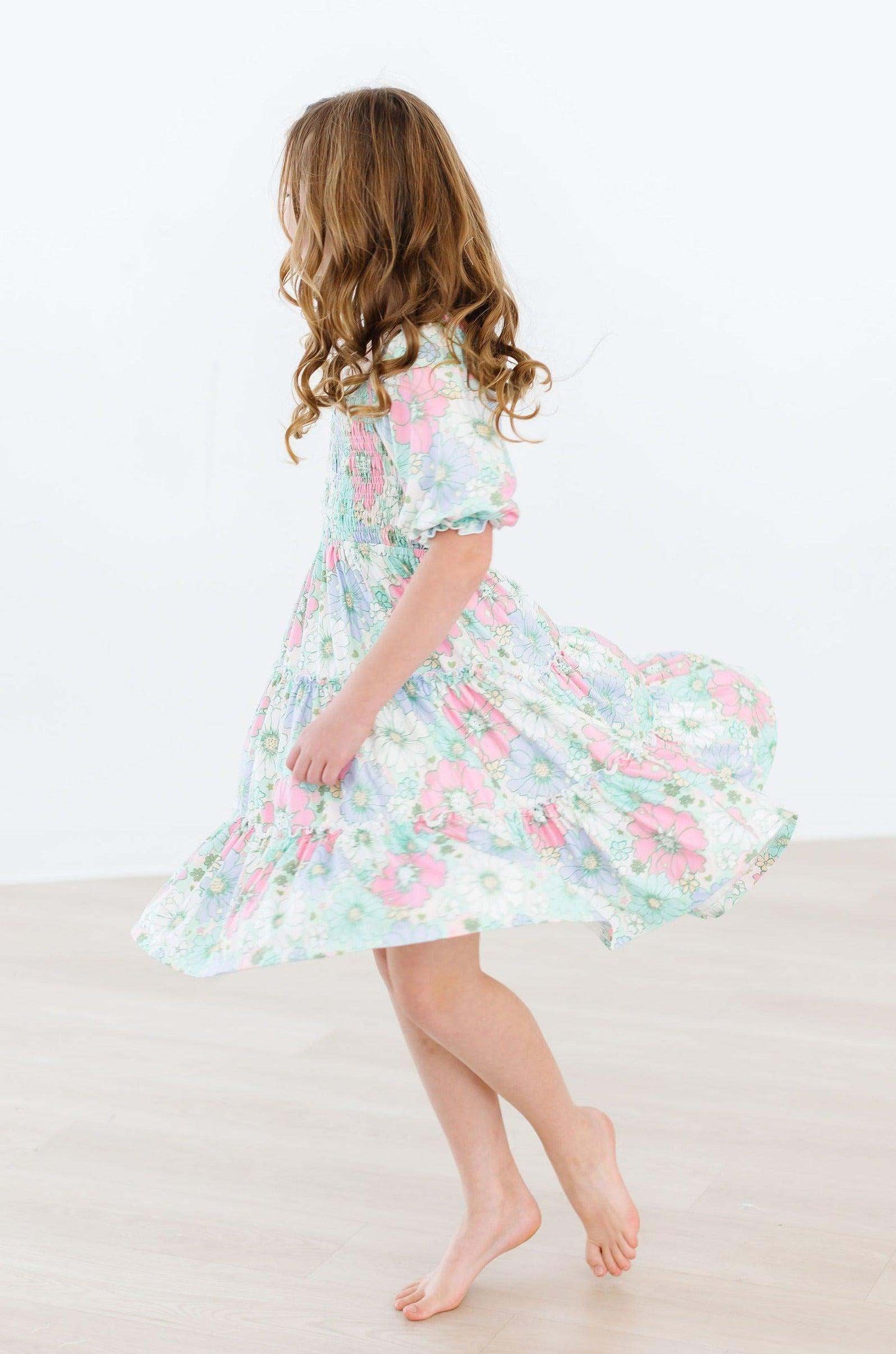Minty Meadow Smocked Ruffle Dress print and pattern detail