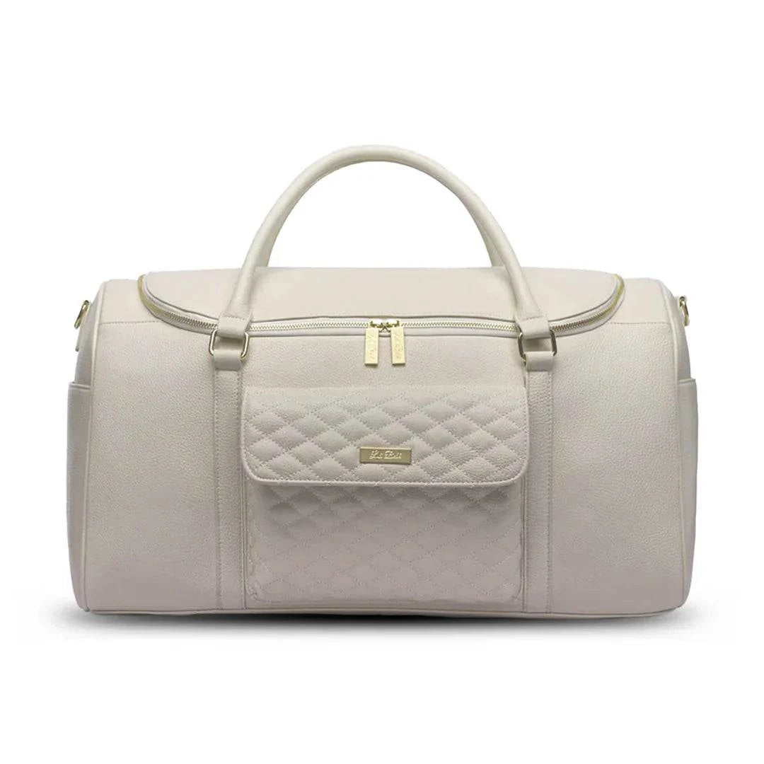 Pearl white Monaco Travel Bag crafted from vegan leather, ideal for weekend getaways and hospital stays.