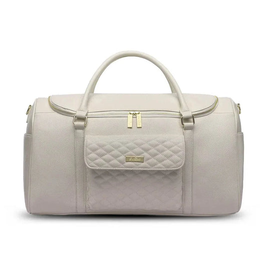 Pearl white Monaco Travel Bag crafted from vegan leather, ideal for weekend getaways and hospital stays.