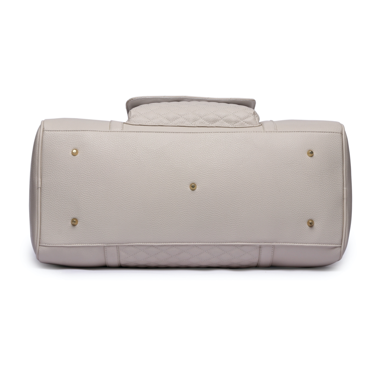 Monaco Travel Bag in pearl white, premium vegan leather, spacious design with organized pockets.