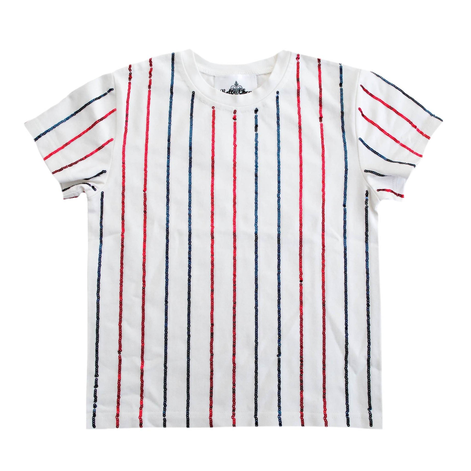 Navy and Red Sequin Striped Kid Shirt