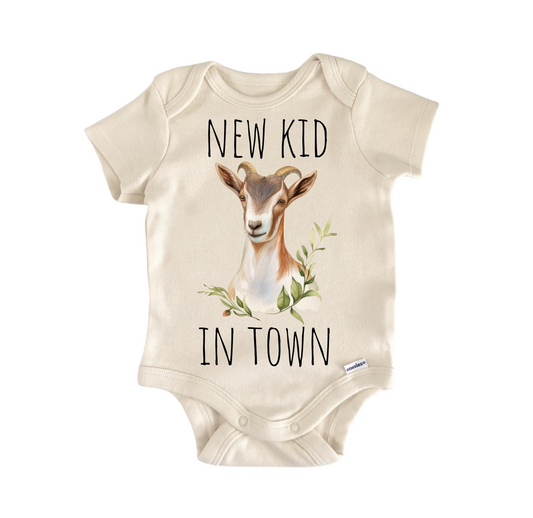 New Kid Goat Newborn Baby Onesie front view