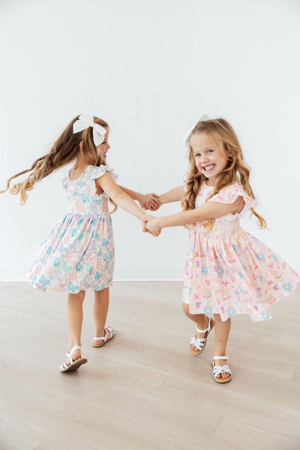 SALE Off to the Circus Flutter Sleeve Twirl Dress