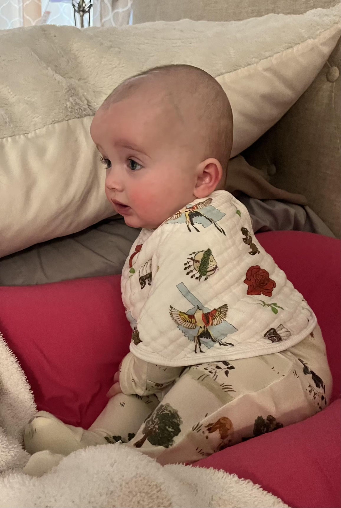 Gift Set: Oklahoma Swaddle Blanket and Burp Cloth/Bib Combo