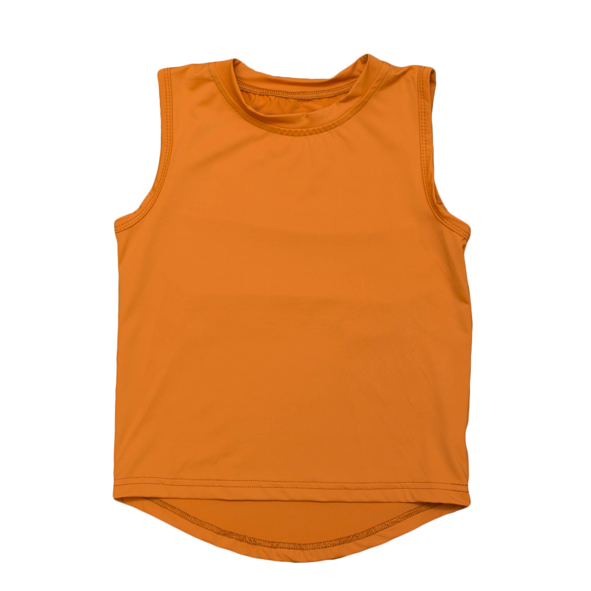 Orange high low kid tank top for athletic and casual wear