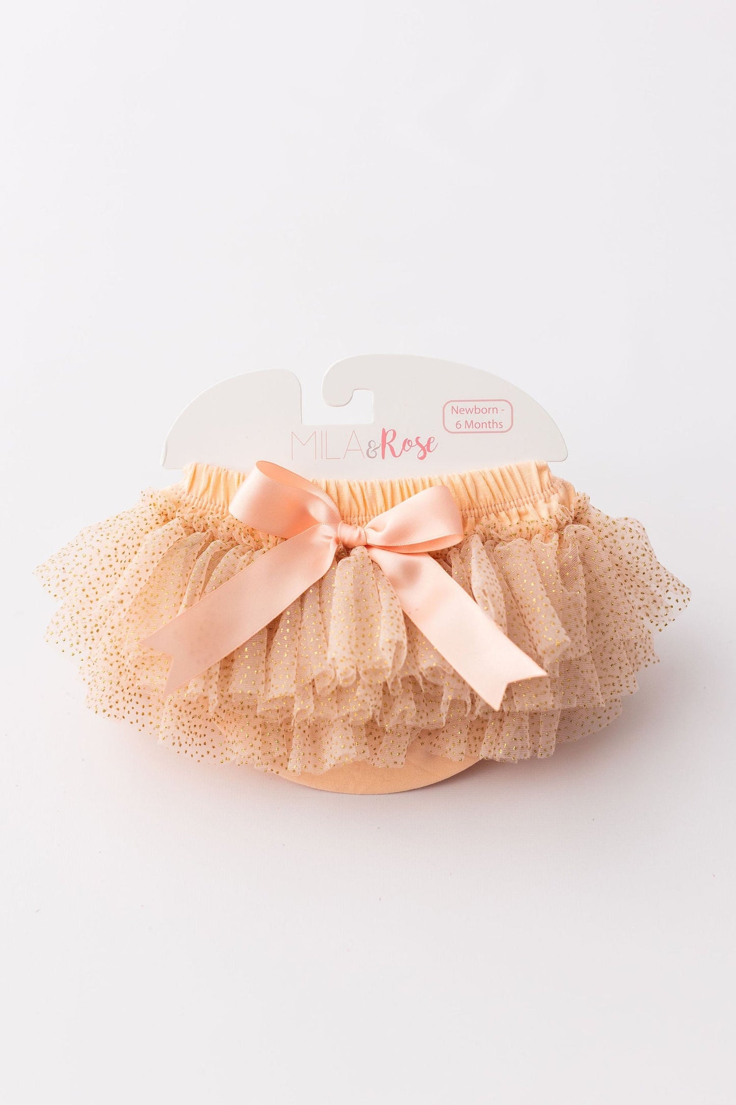 Peach & Gold Glitter Tutu Bloomer - front view