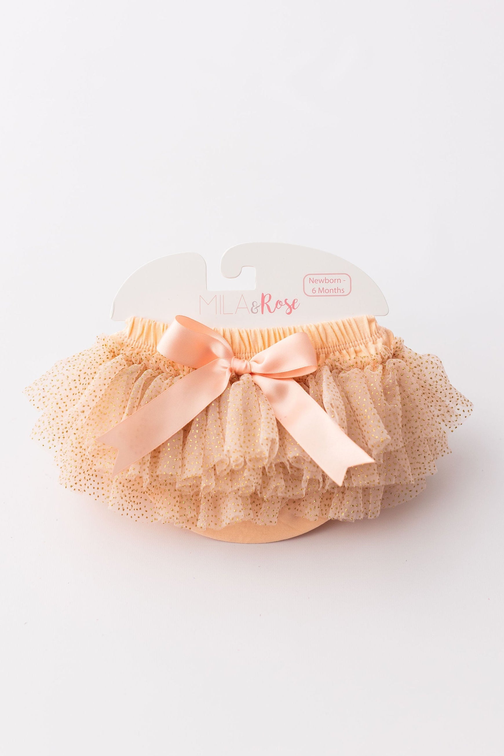 Peach & Gold Glitter Tutu Bloomer - front view