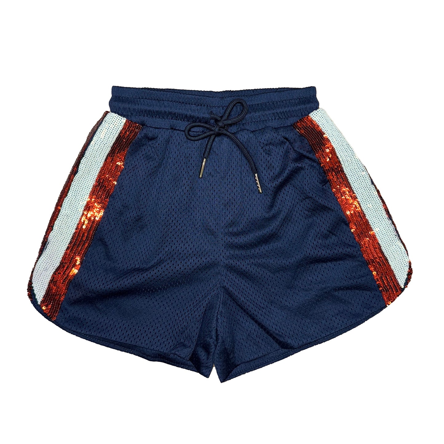 Navy and Orange Sequin Shorts