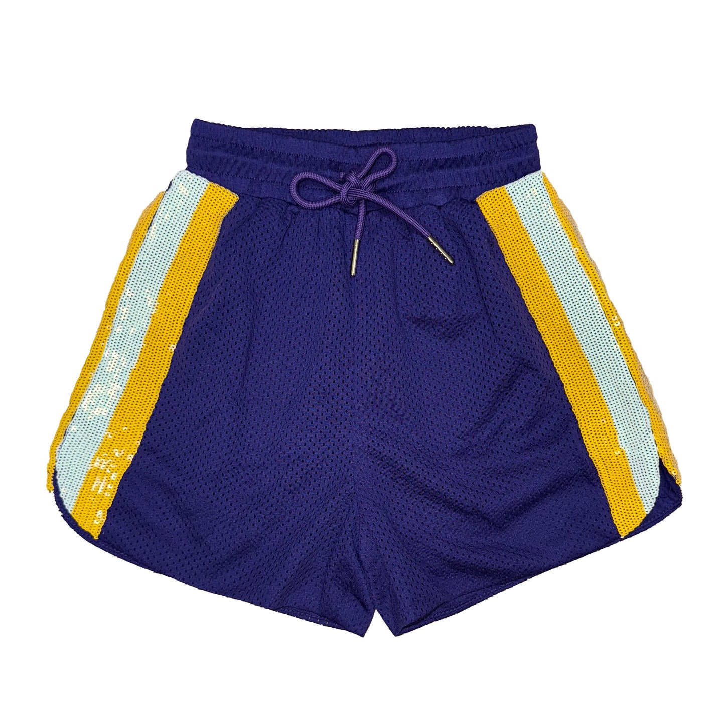 Purple and Yellow Sequin Shorts